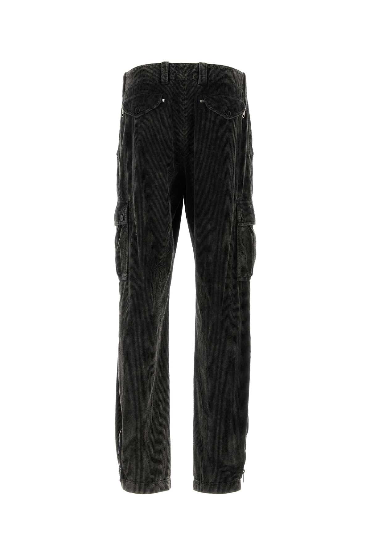 Shop Dolce & Gabbana Charcoal Stretch Corduroy Cargo Pant In Nero