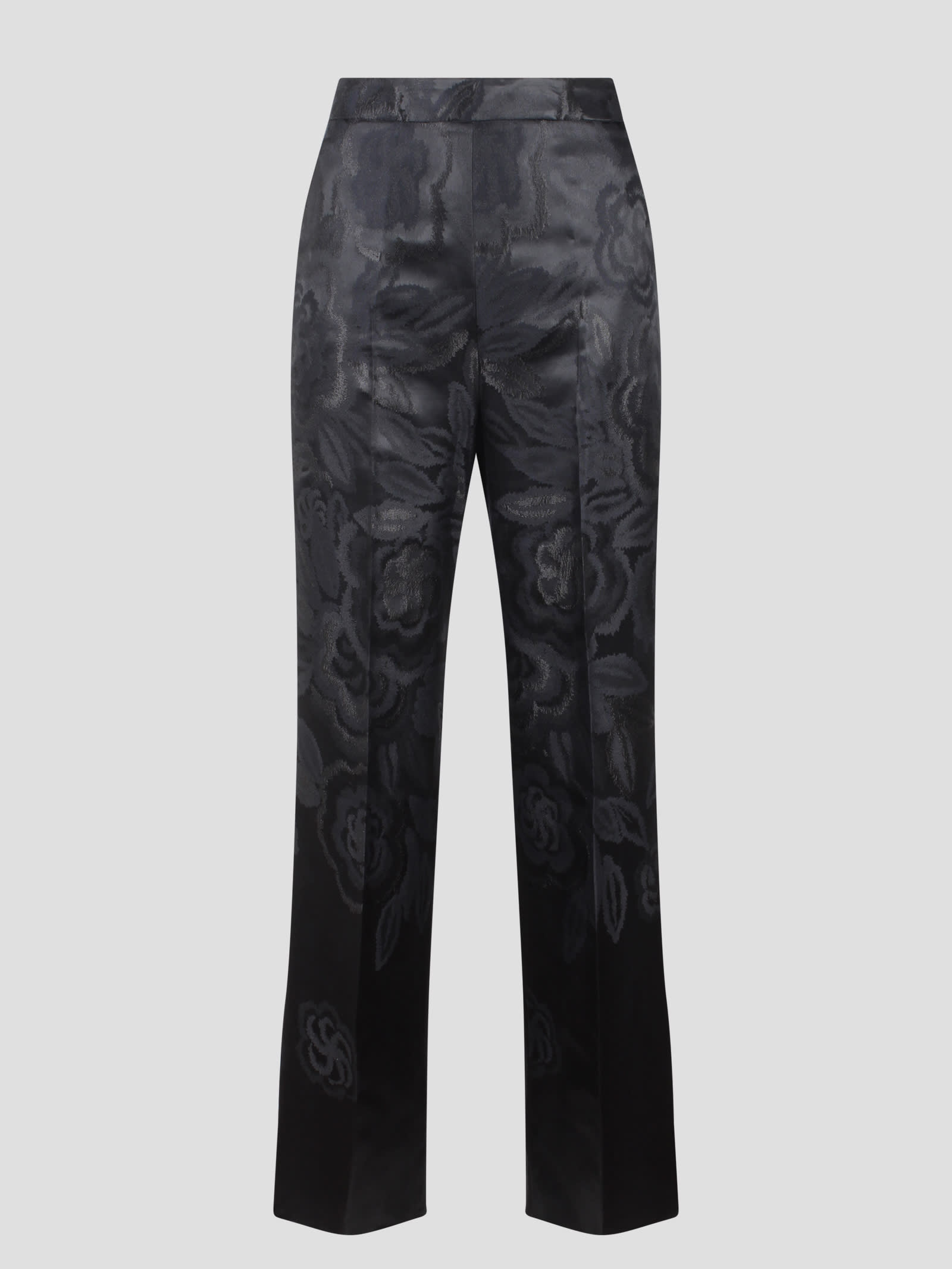 Shop Etro Palazzo Jacquard Trousers In Black