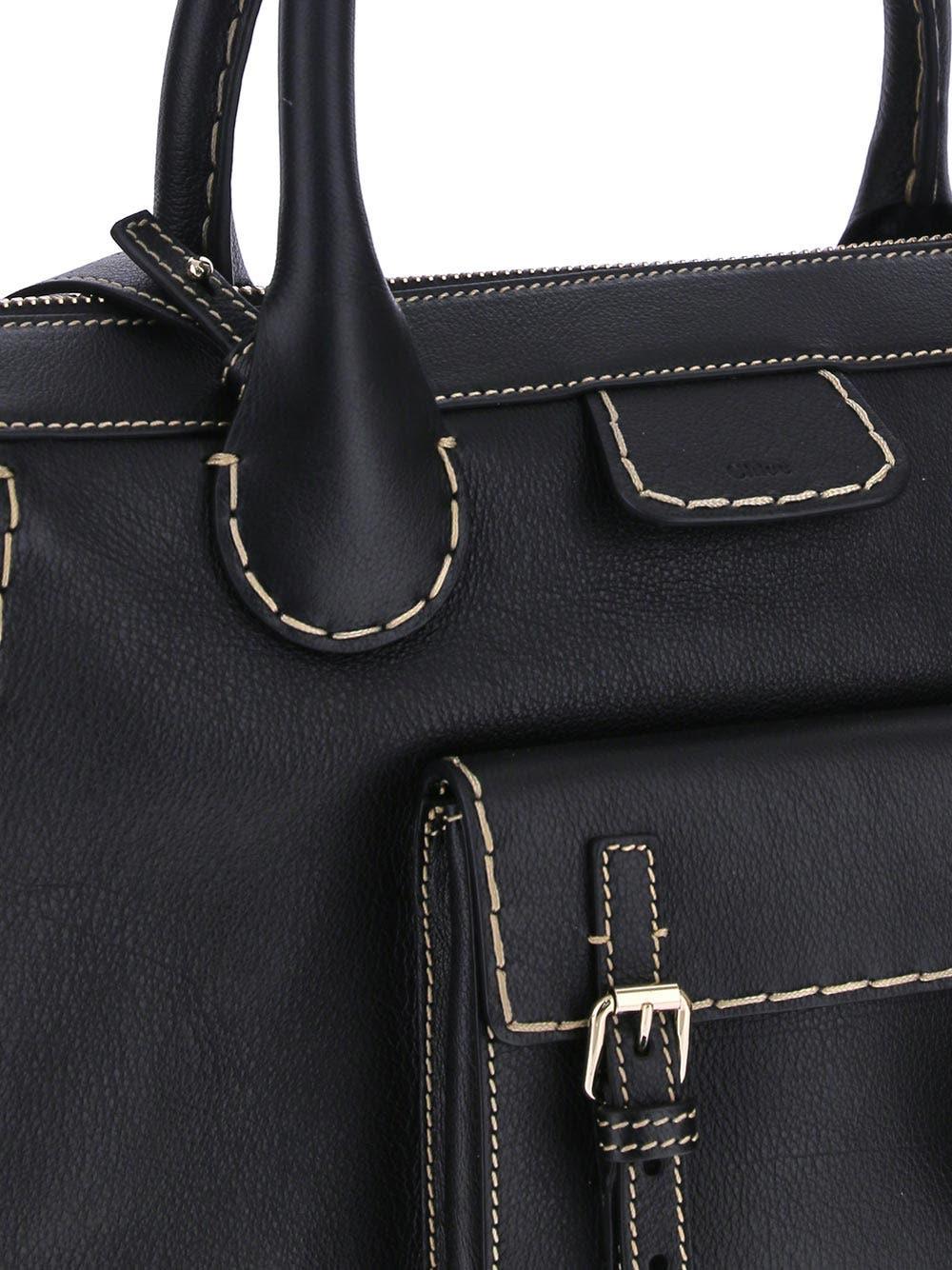 Shop Chloé Edith Medium Tote Bag In Black