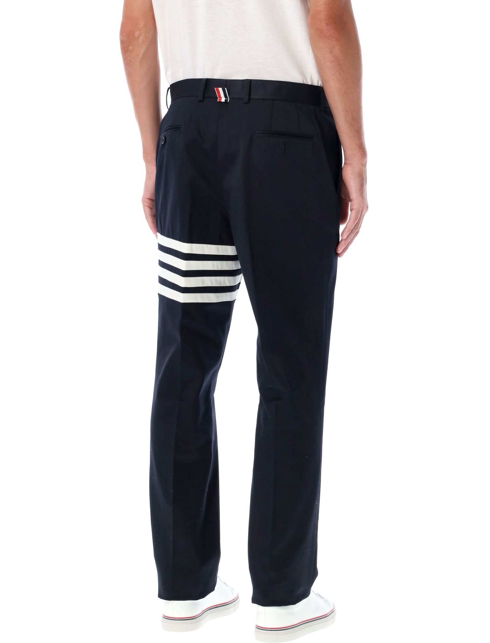 Shop Thom Browne Unconstructed Chino Trousers In Navy