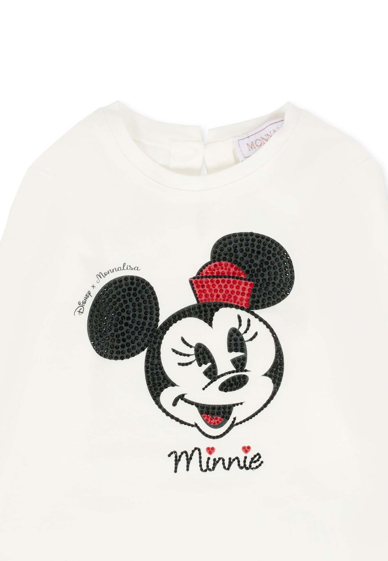Monnalisa Ivory T-shirt For Baby Girl With Minnie In White