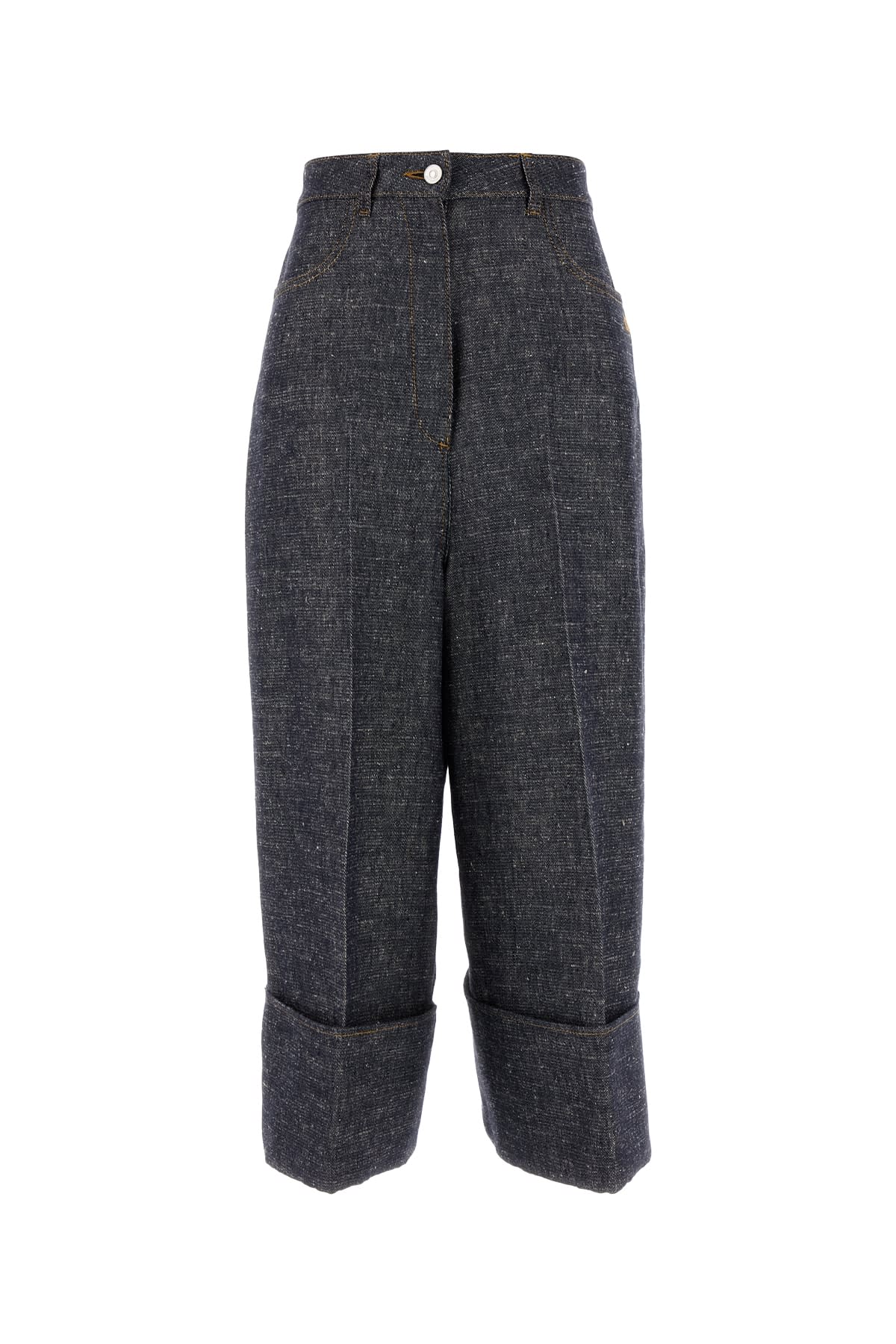 Shop Givenchy Denim Blue Linen Blend Palazzo Pant In Denimblue