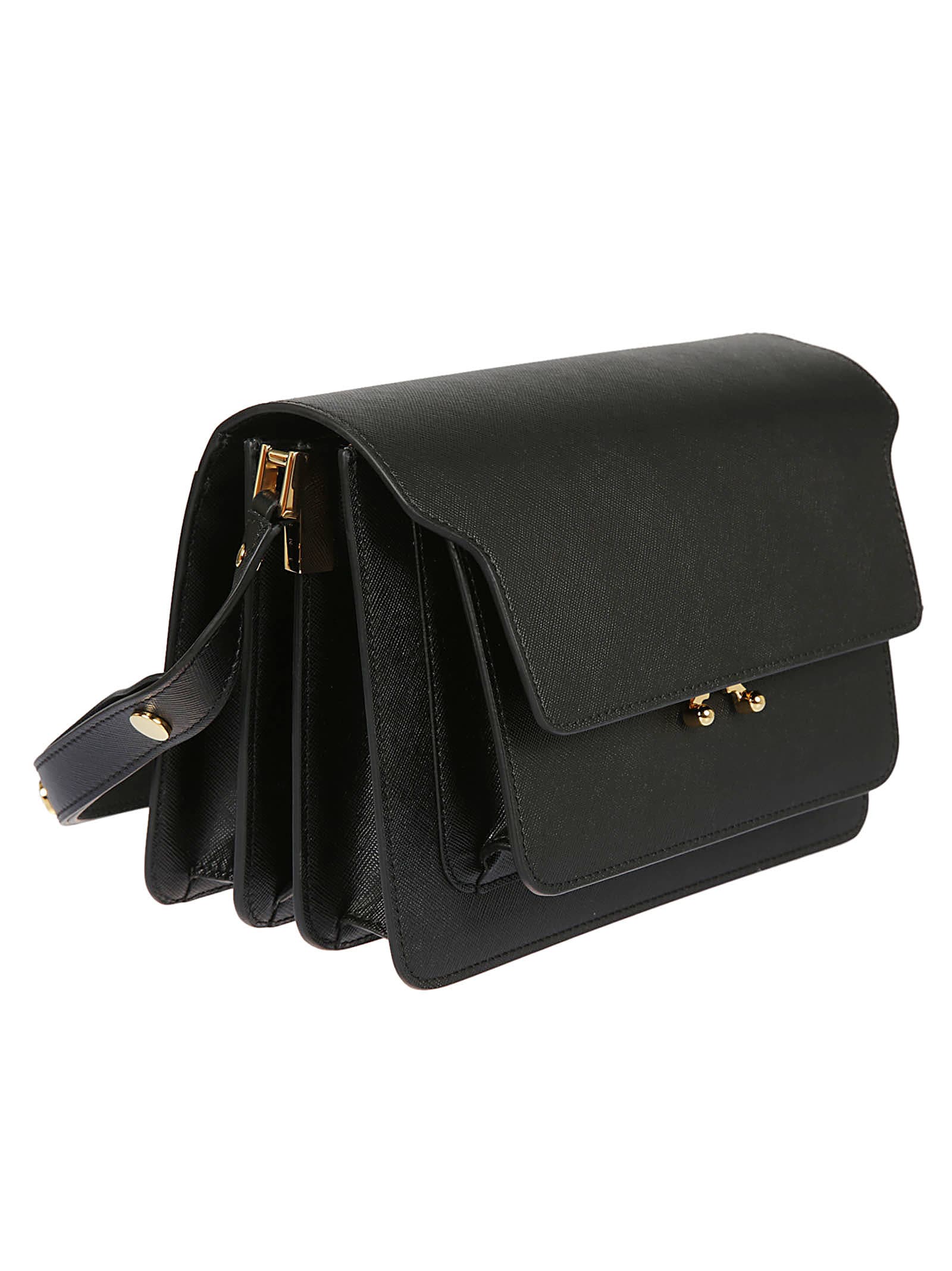 Shop Marni Mini Trunk Shoulder Bag In Zn99n Black