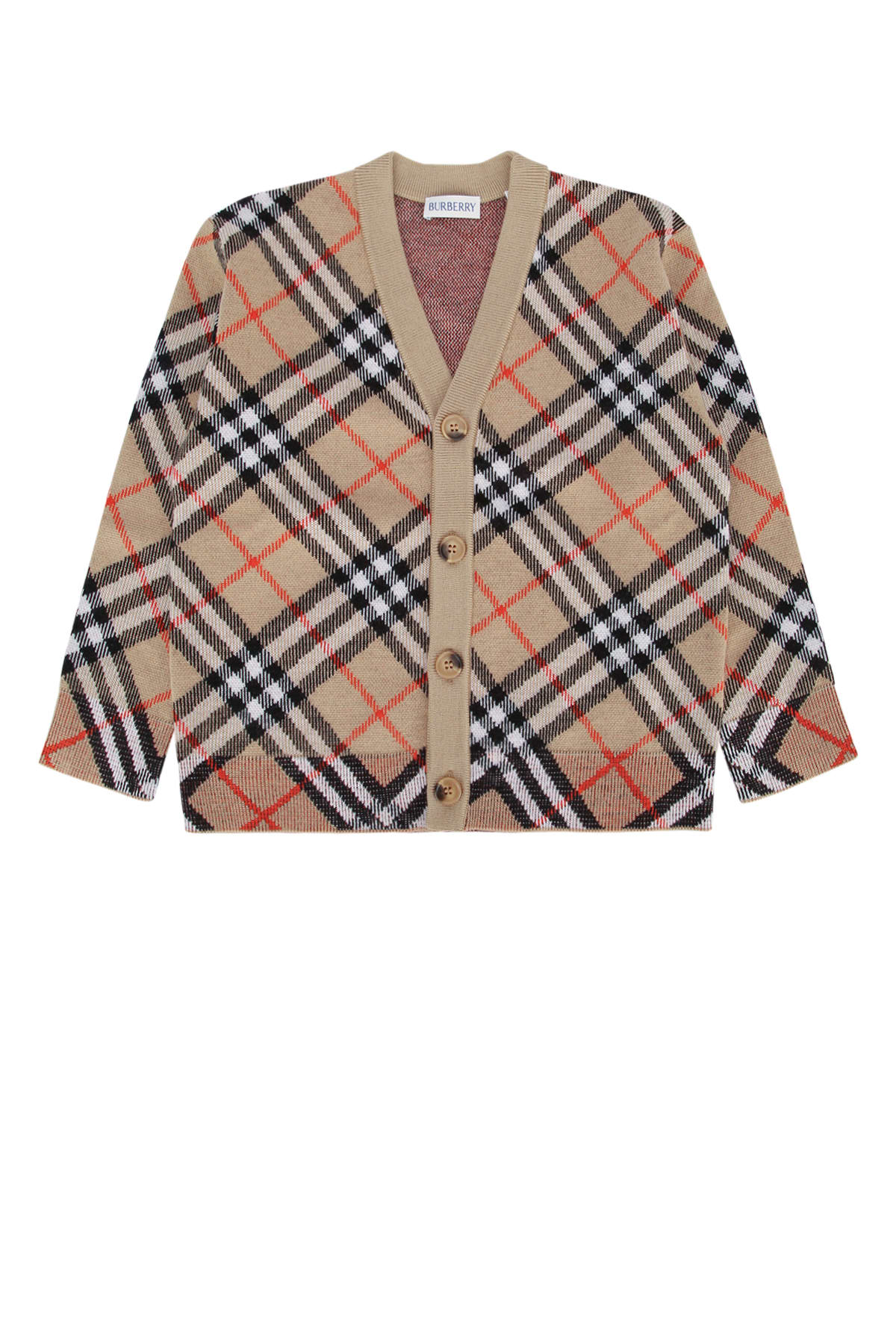 Burberry Check Wool Cardigan In Sandipcheck
