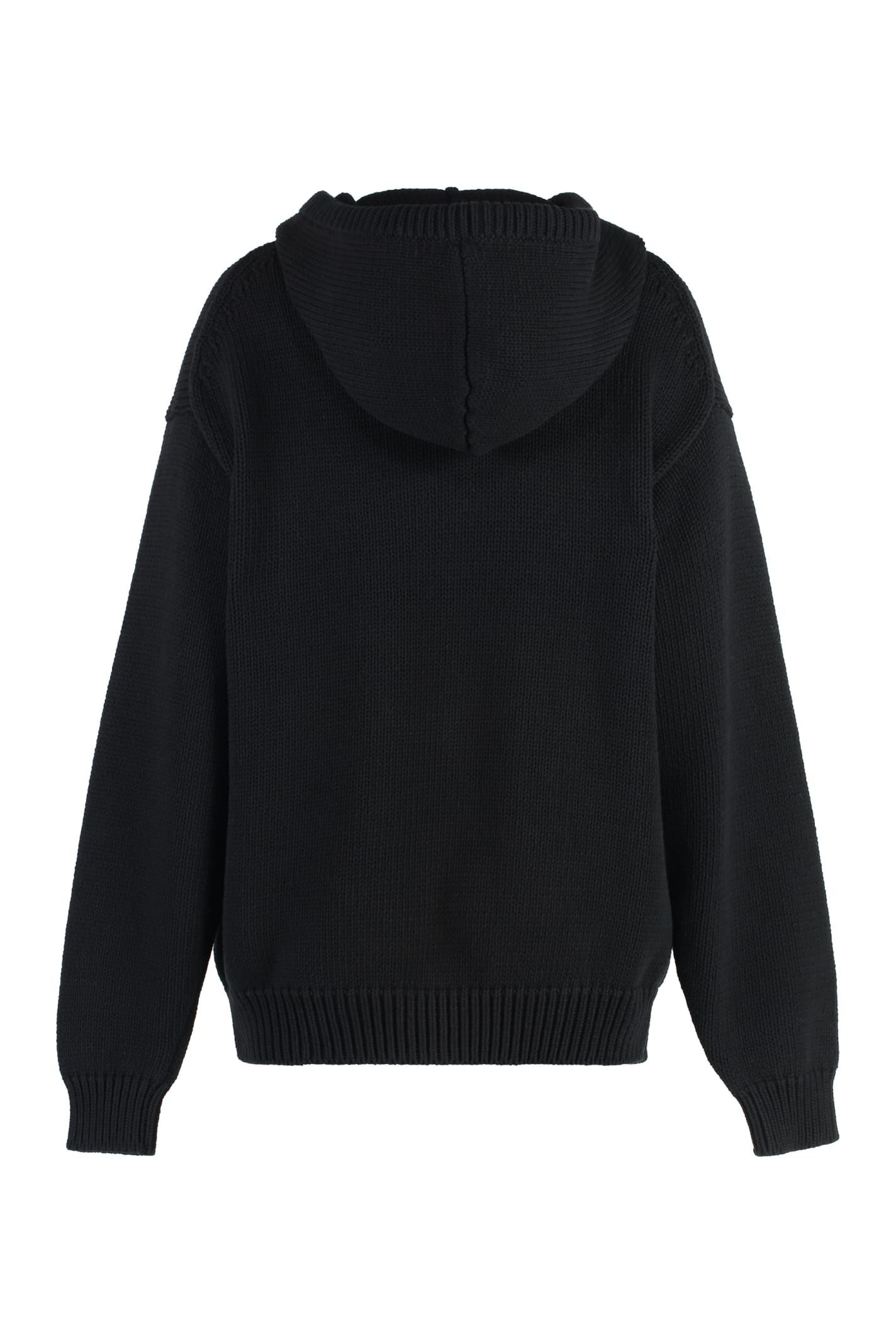 Shop Kenzo Knitted Hoodie In Black