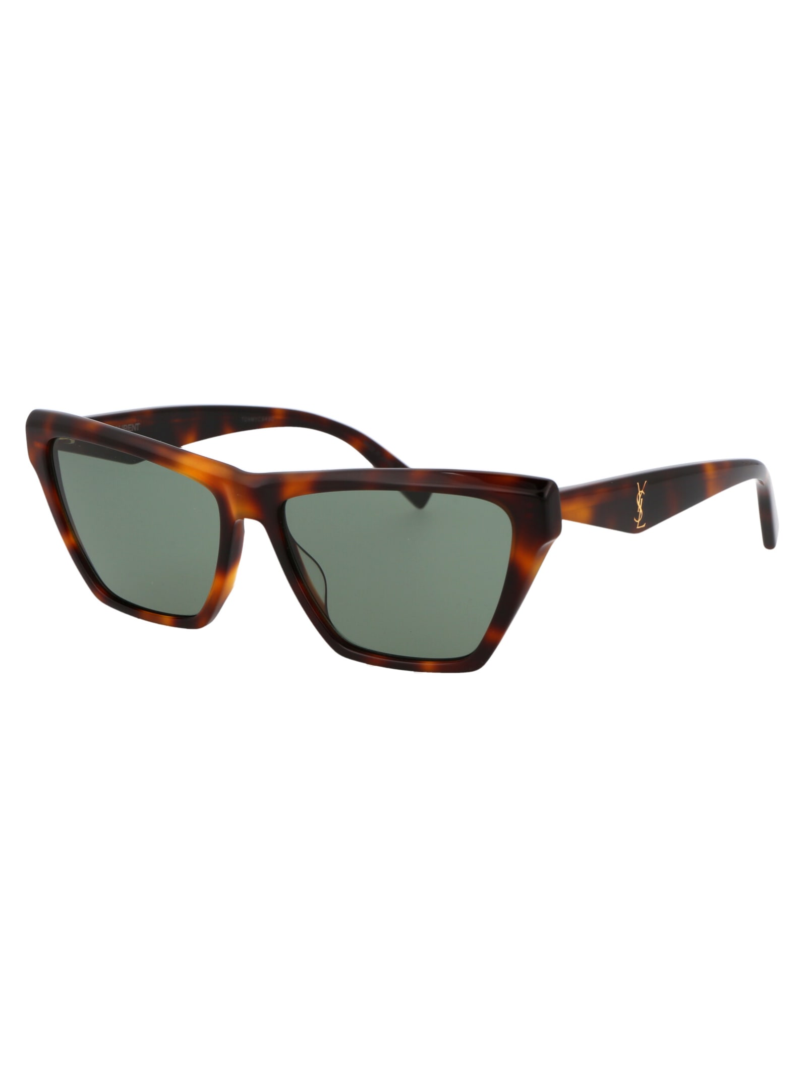 Shop Saint Laurent Sl M103 Sunglasses In 003 Havana Havana Green