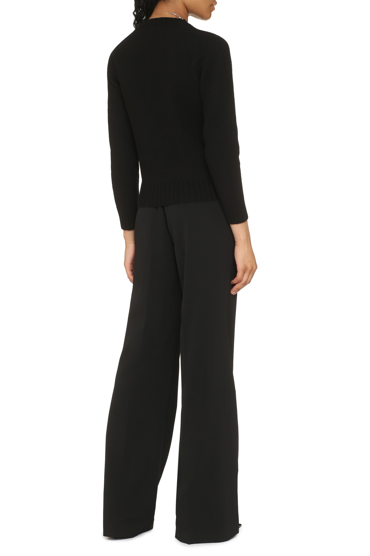 Jil Sander Crew-neck Merino Wool Sweater In Black