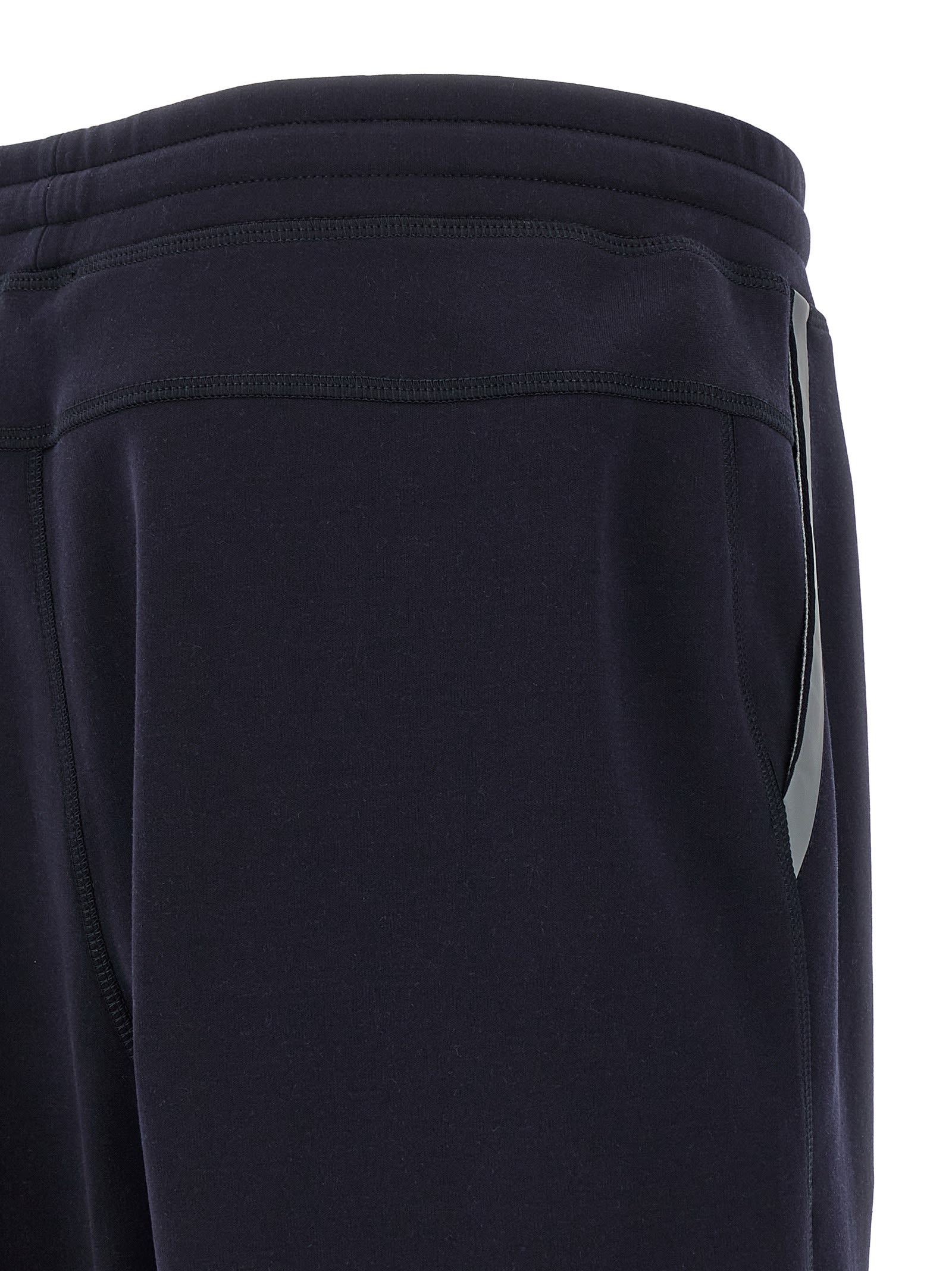 Brunello Cucinelli Cotton Blend Joggers With Ribbed Cuffs In Blue