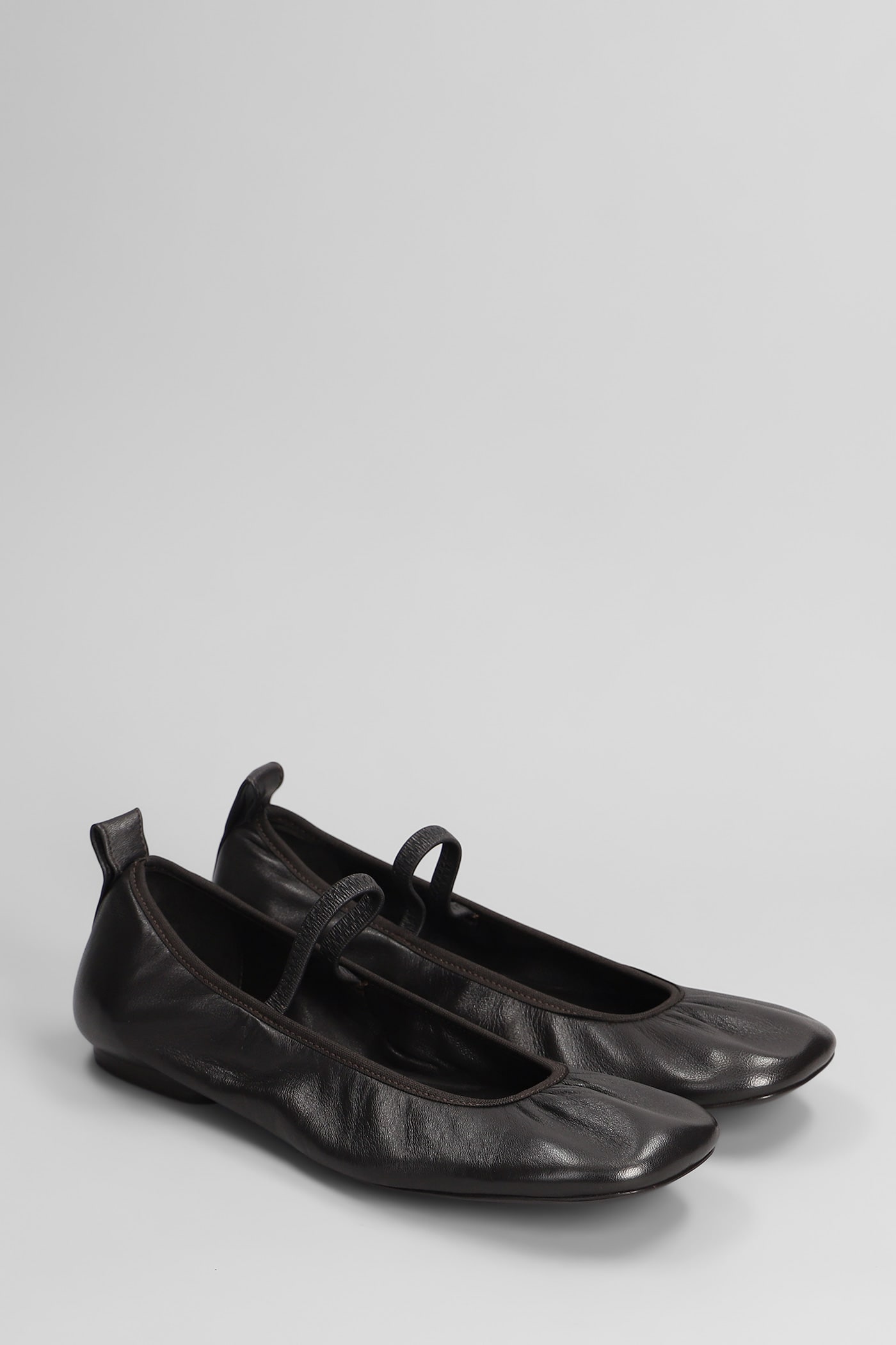 Shop Lemaire Ballet Flats In Brown Leather