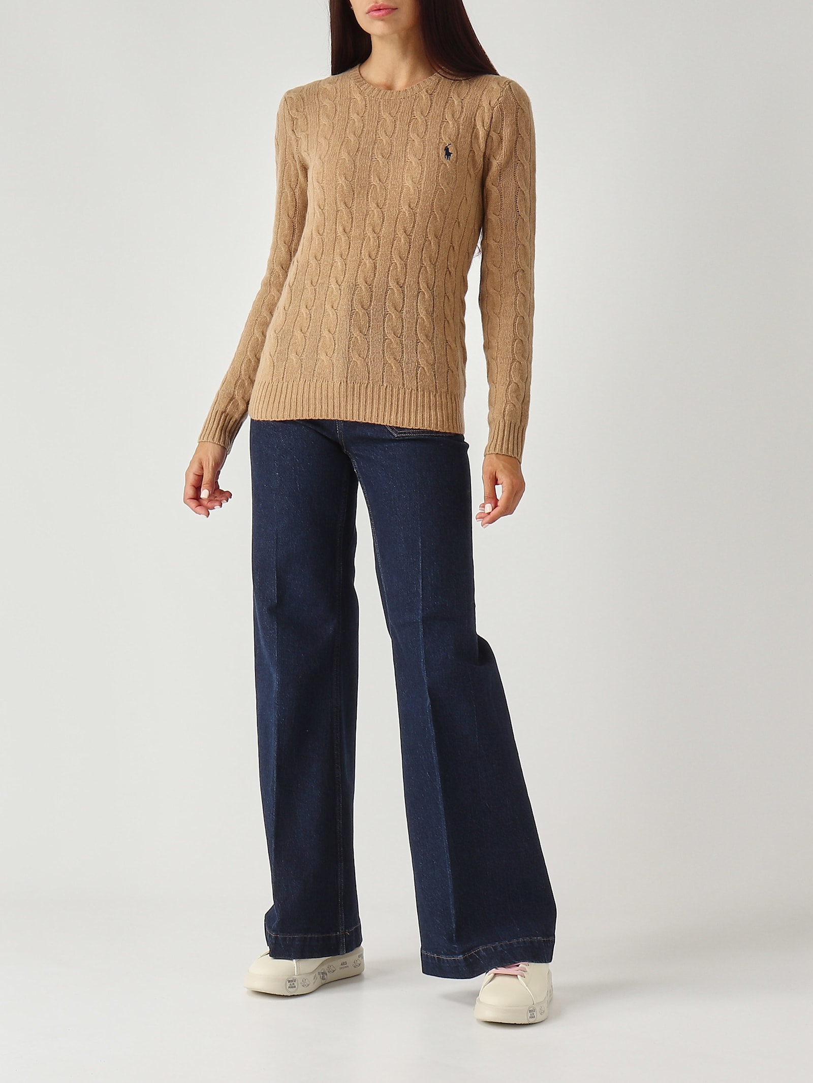 Polo Ralph Lauren Girocollo In Lana E Cashmere A Trecce Sweater In Brown
