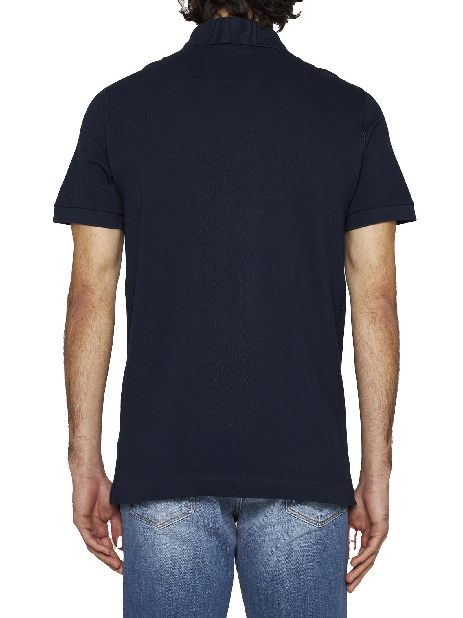 Dolce & Gabbana Cotton Polo Shirt With Buttoned Collar And Ribbed Accents In Blue