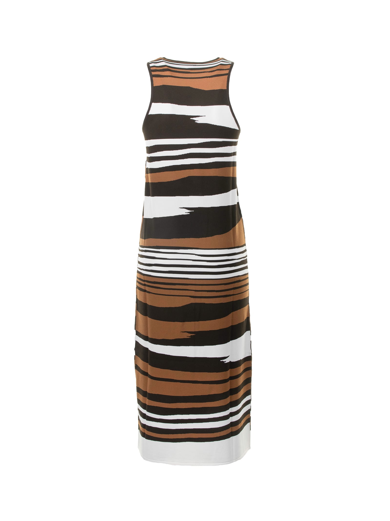 Shop Weekend Max Mara Long Sleeveless Dress With Striped Pattern In Zebra