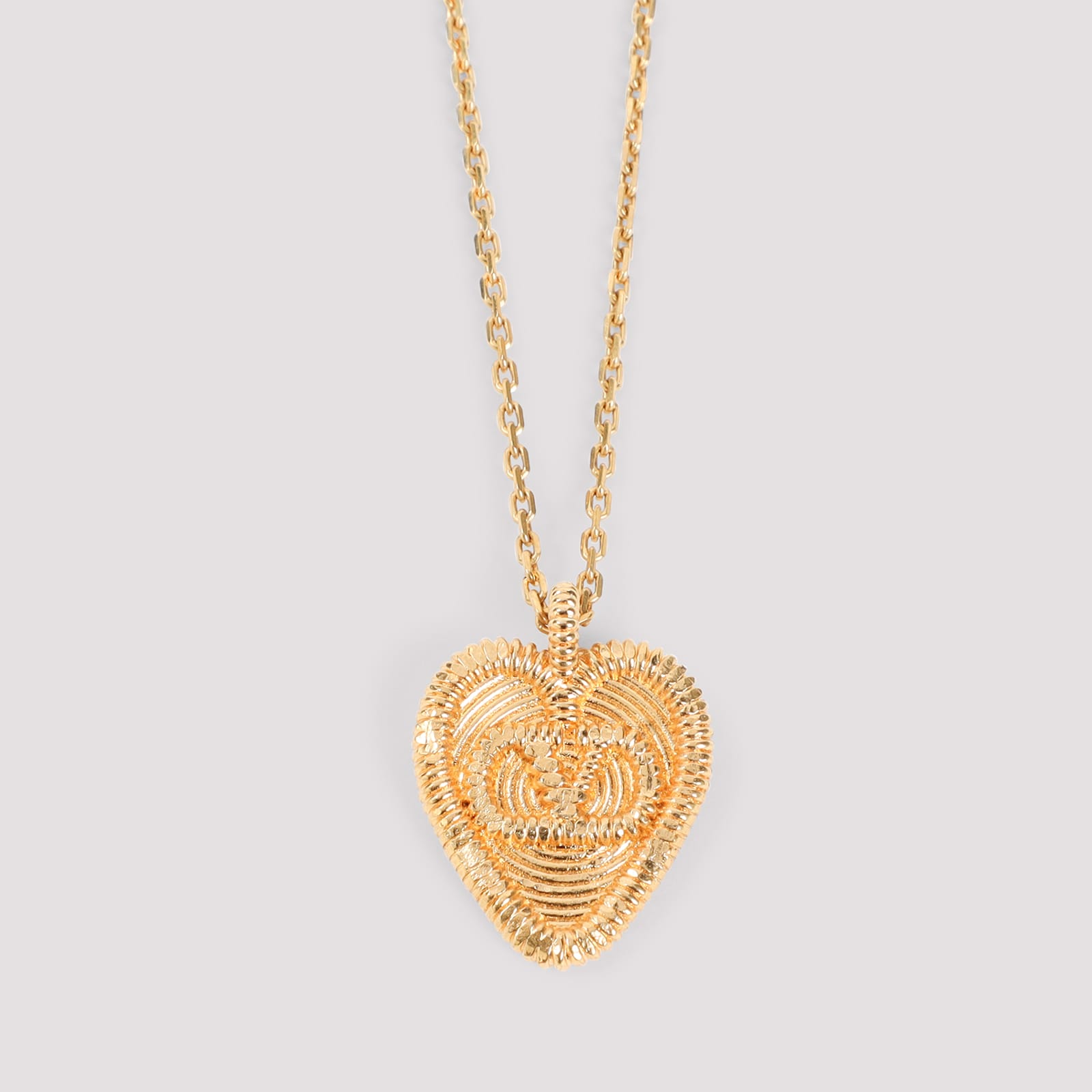 Valentino Heart Vlogo Pendant Necklace In Antique Brass