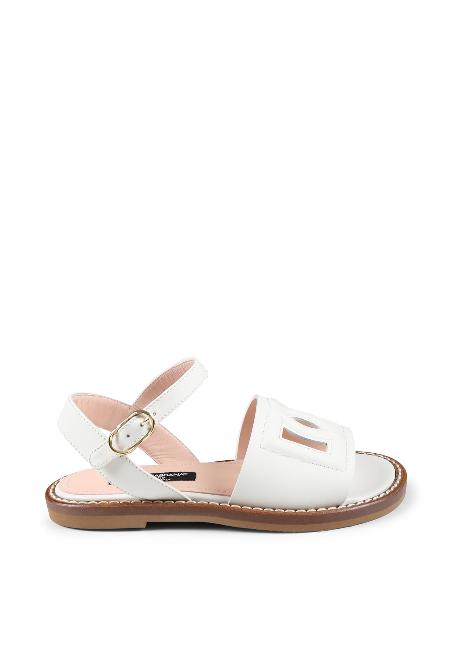 Shop Dolce & Gabbana White Sandals For Girl With Dg Logo
