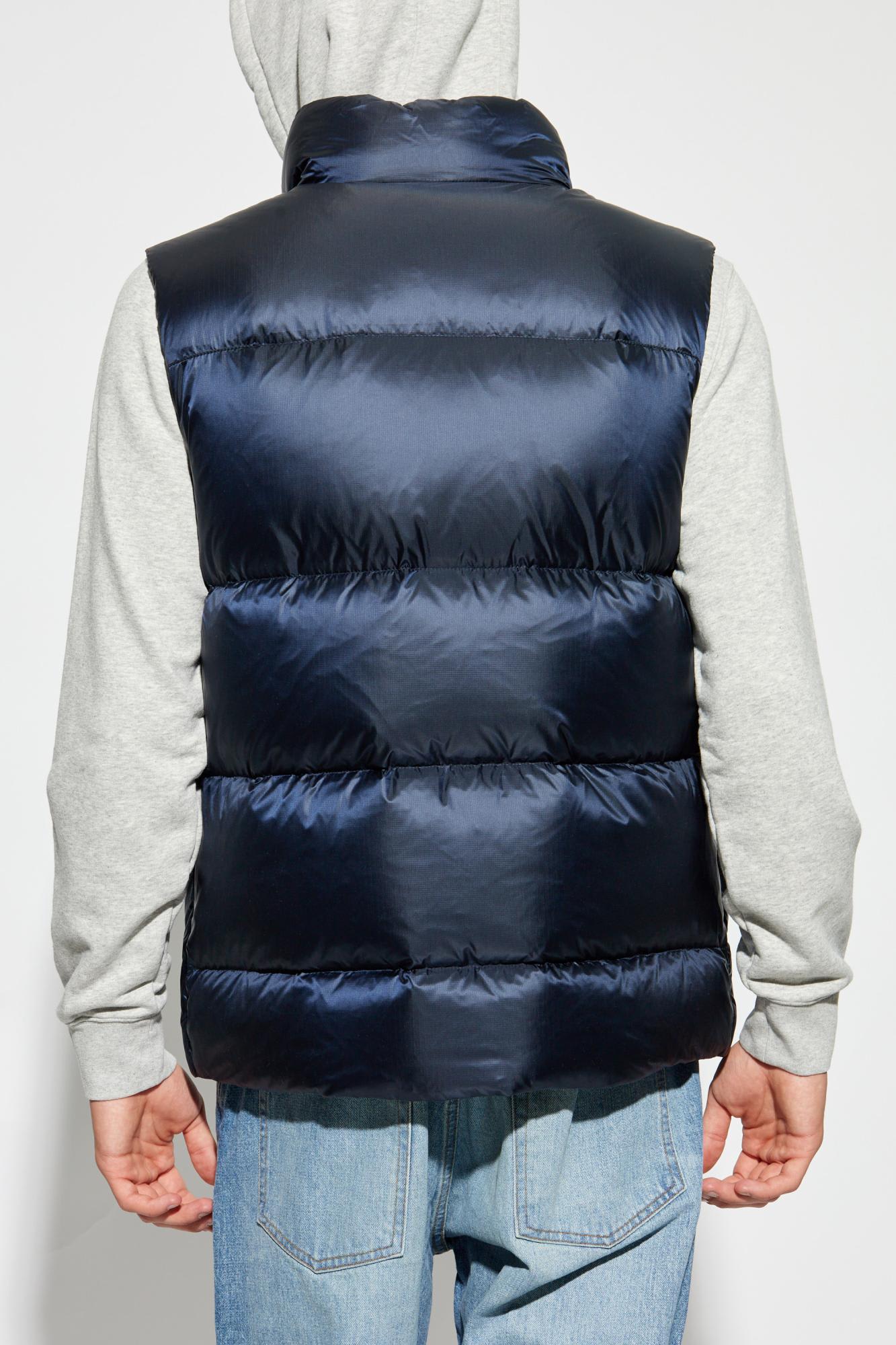 Shop Woolrich Down Vest With Stand-up Collar In Melton Blue