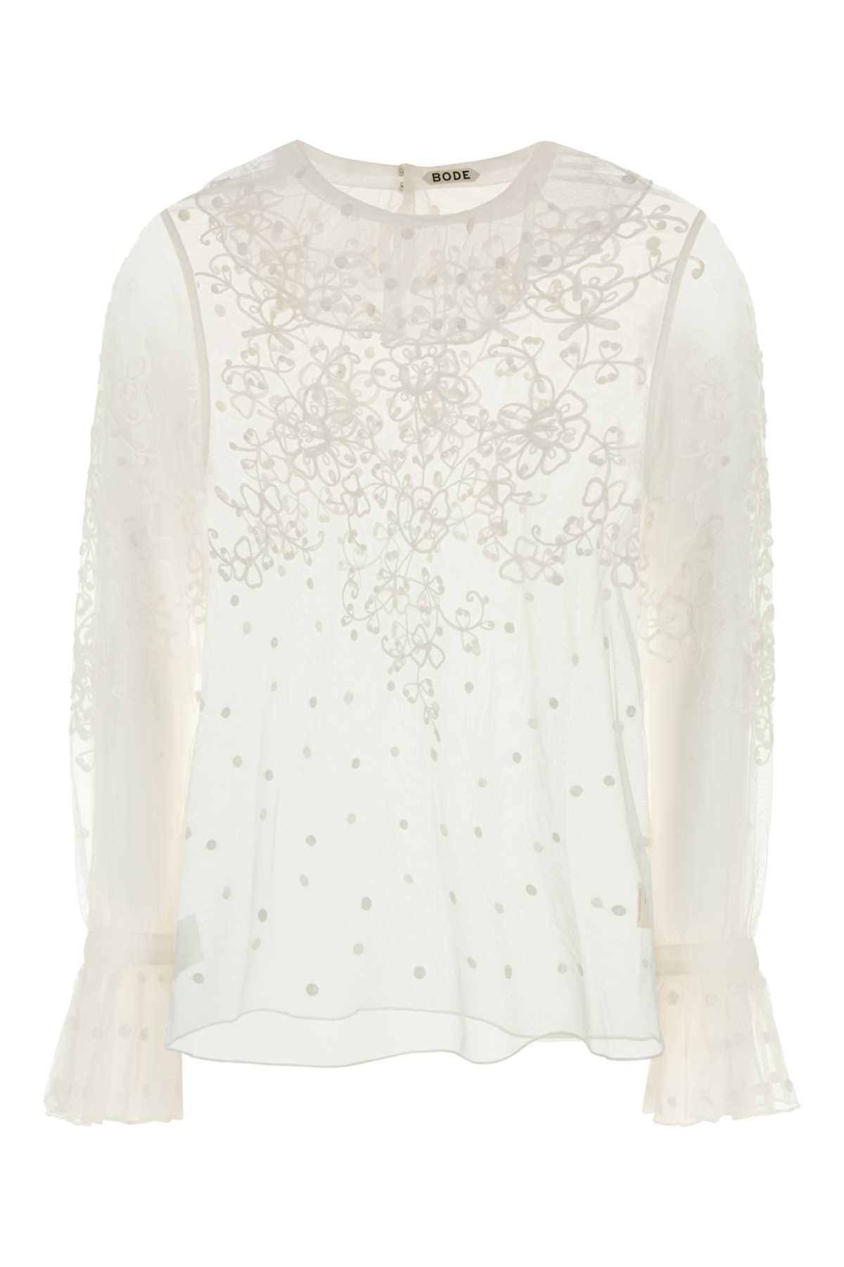 Bode Women White Mesh Middlemist Blouse In White