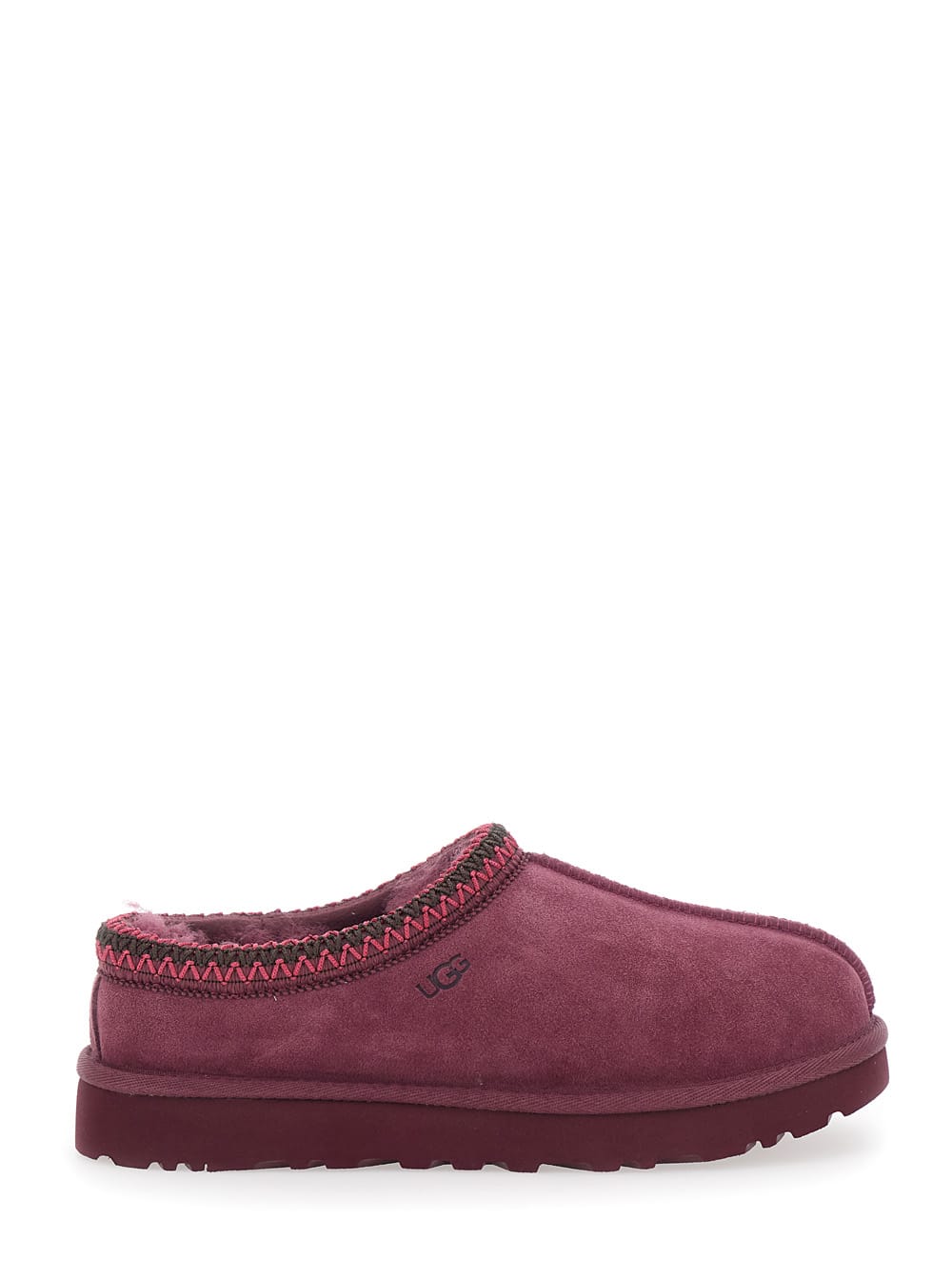 Ugg Bordeaux Mules With Almond Toe And Embroidery In Suede Woman In Burgundy