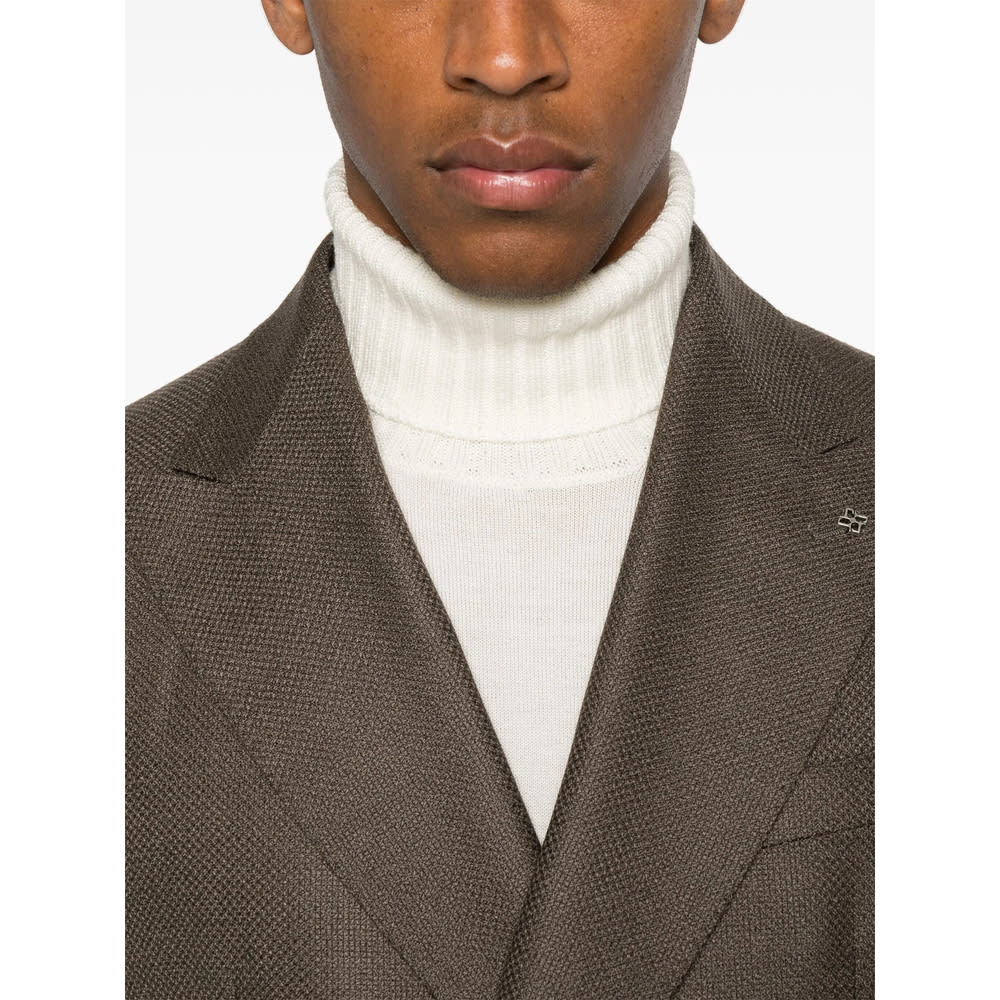 Tagliatore Double-breasted Blazer In Brown