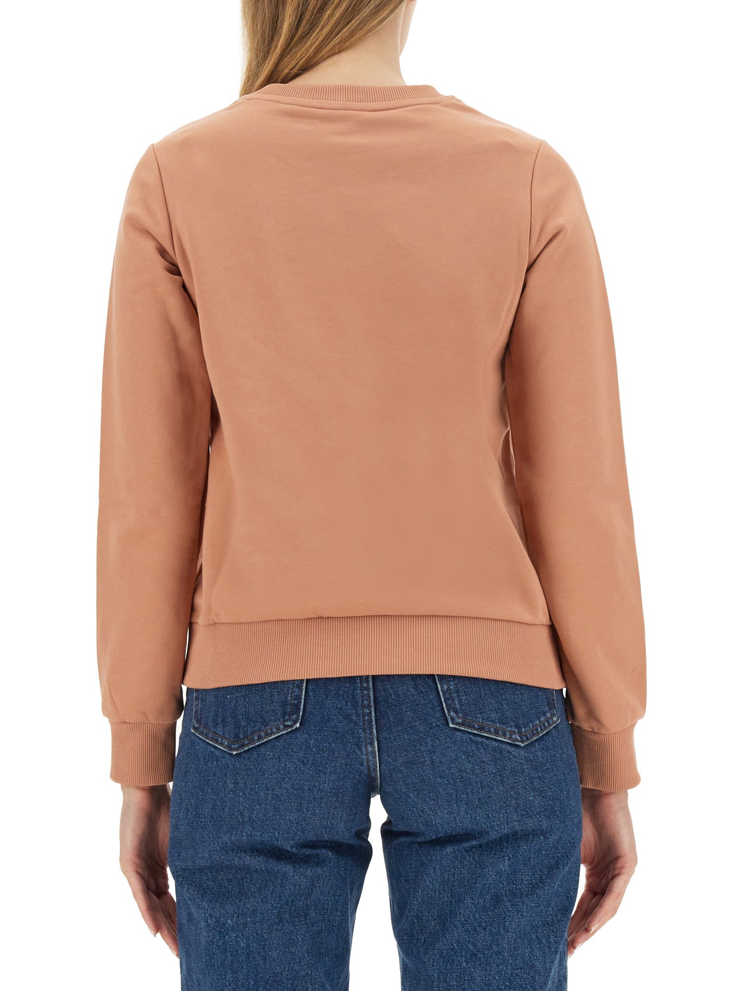 Apc Madame Logo-print Cotton Sweatshirt In Fad Rose Poudre