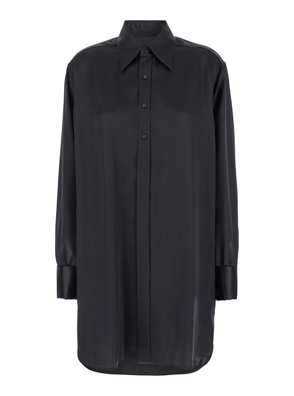 Shop Maison Margiela Black Oversized Shirt With Oversized Collar In Silk Woman