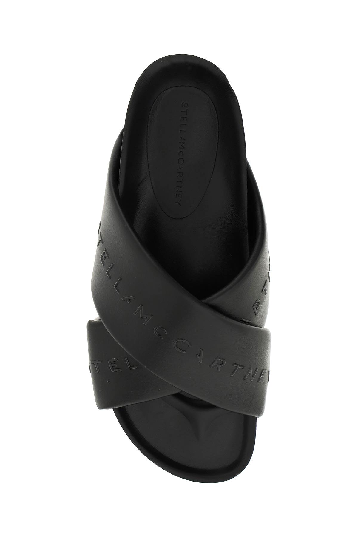 Shop Stella Mccartney Padded Faux Leather Slides In Black