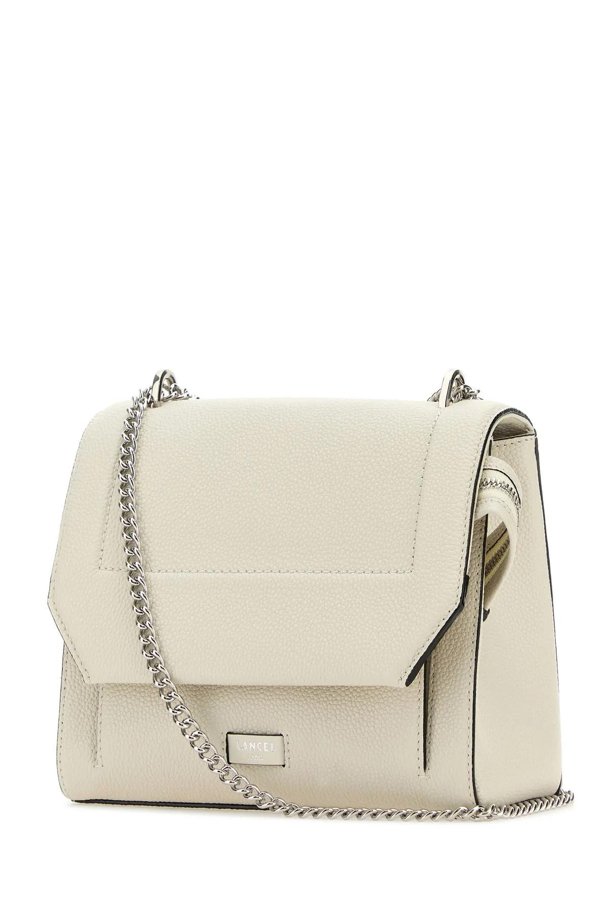 Shop Lancel White Leather Ninon Handbag In Yellow Cream