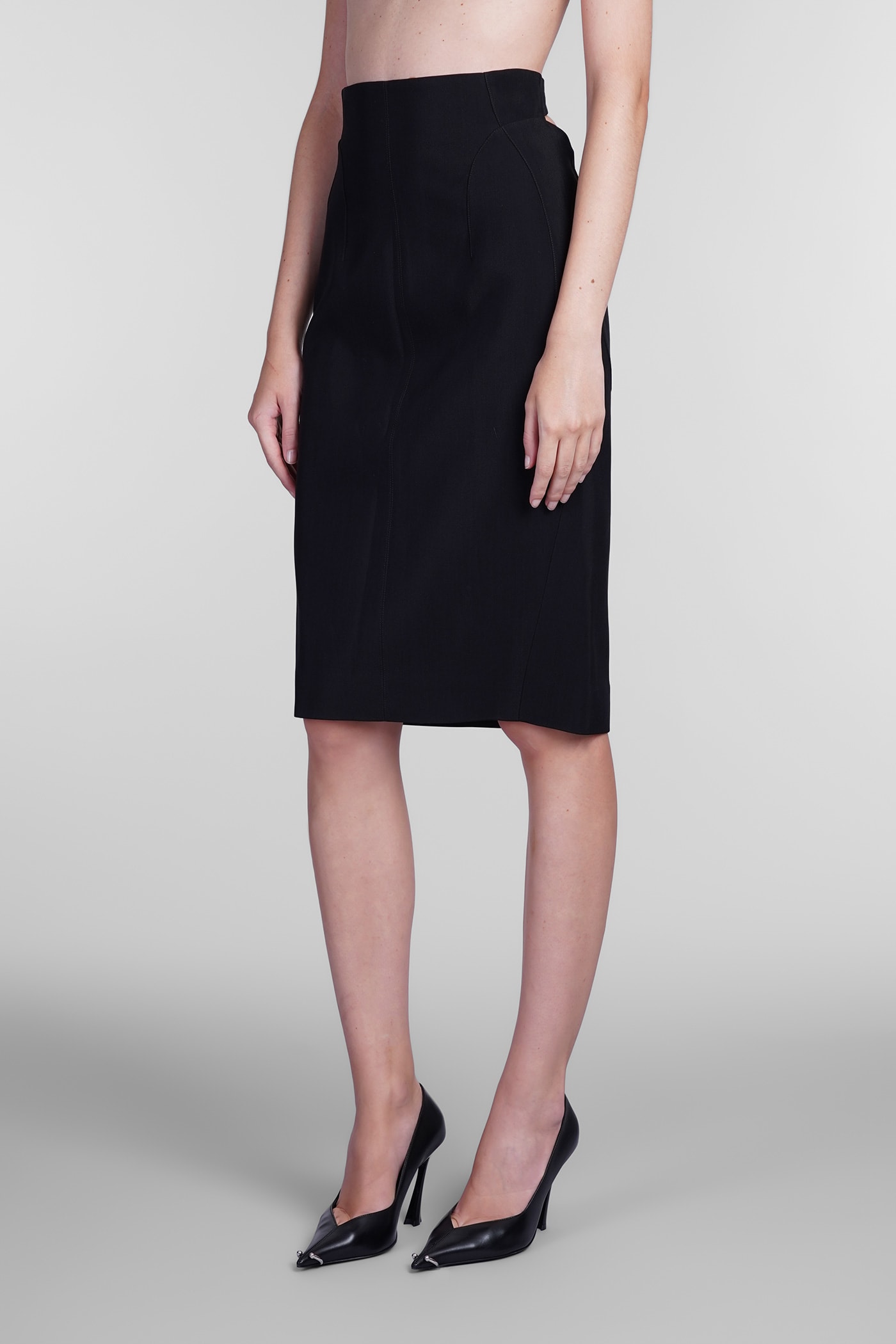 Shop Mugler Skirt In Black Viscose