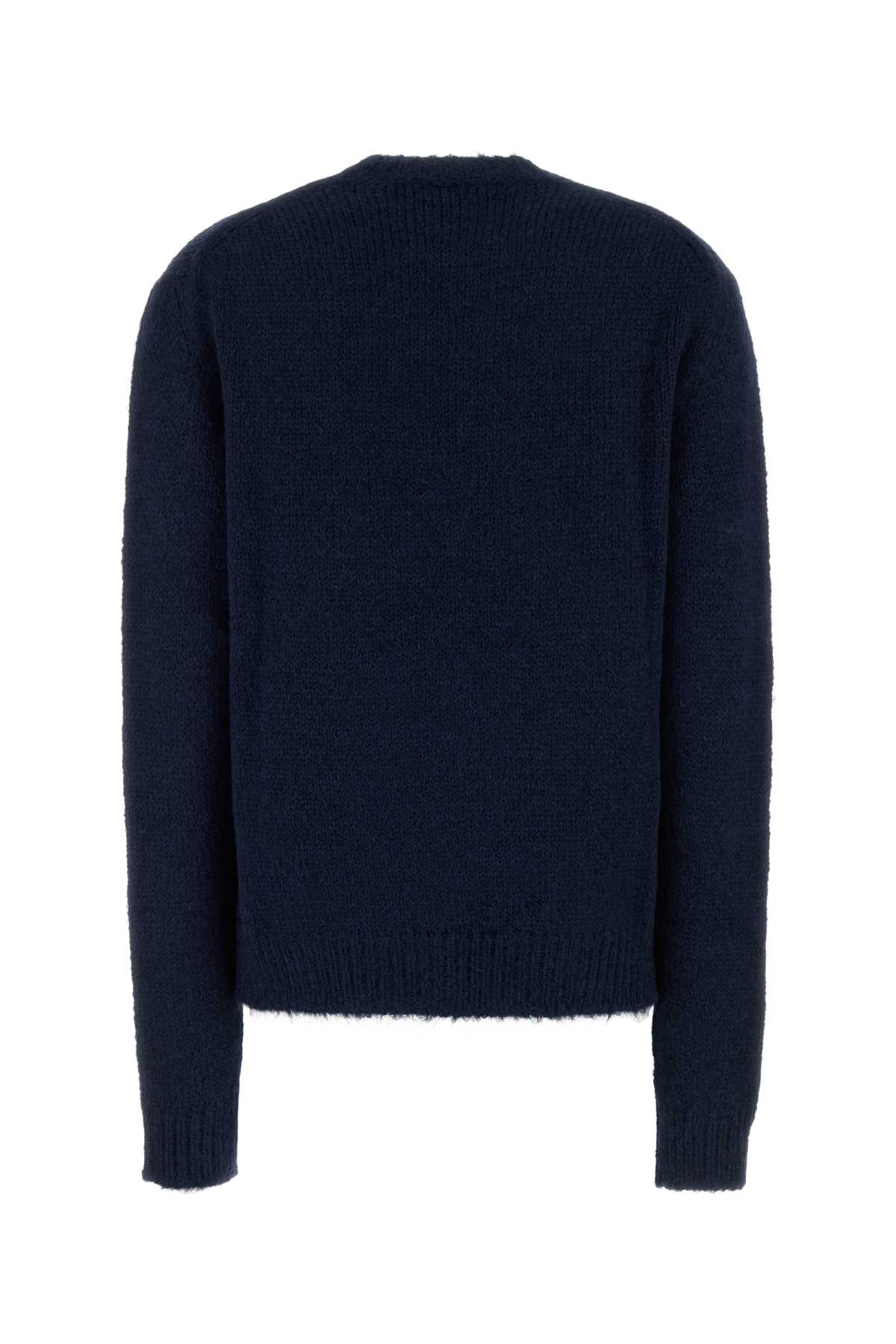 Jil Sander Oversize Alpaca Blend Crew Neck Sweater In Blue