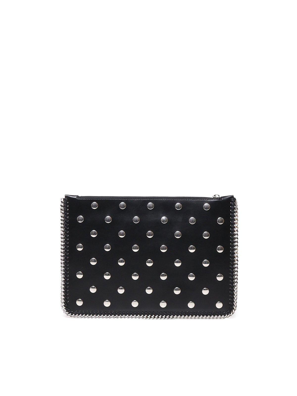 STELLA MCCARTNEY FALABELLA STUDDED ZIPPERED POUCH BAG 