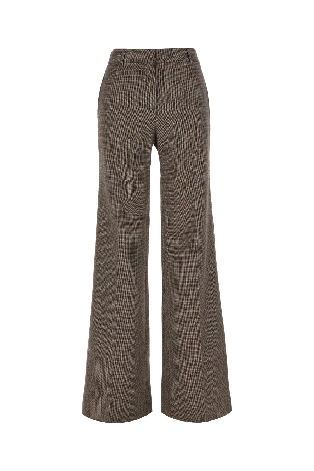 Stella Mccartney Embroidered Wool Pants In Caramel Grey