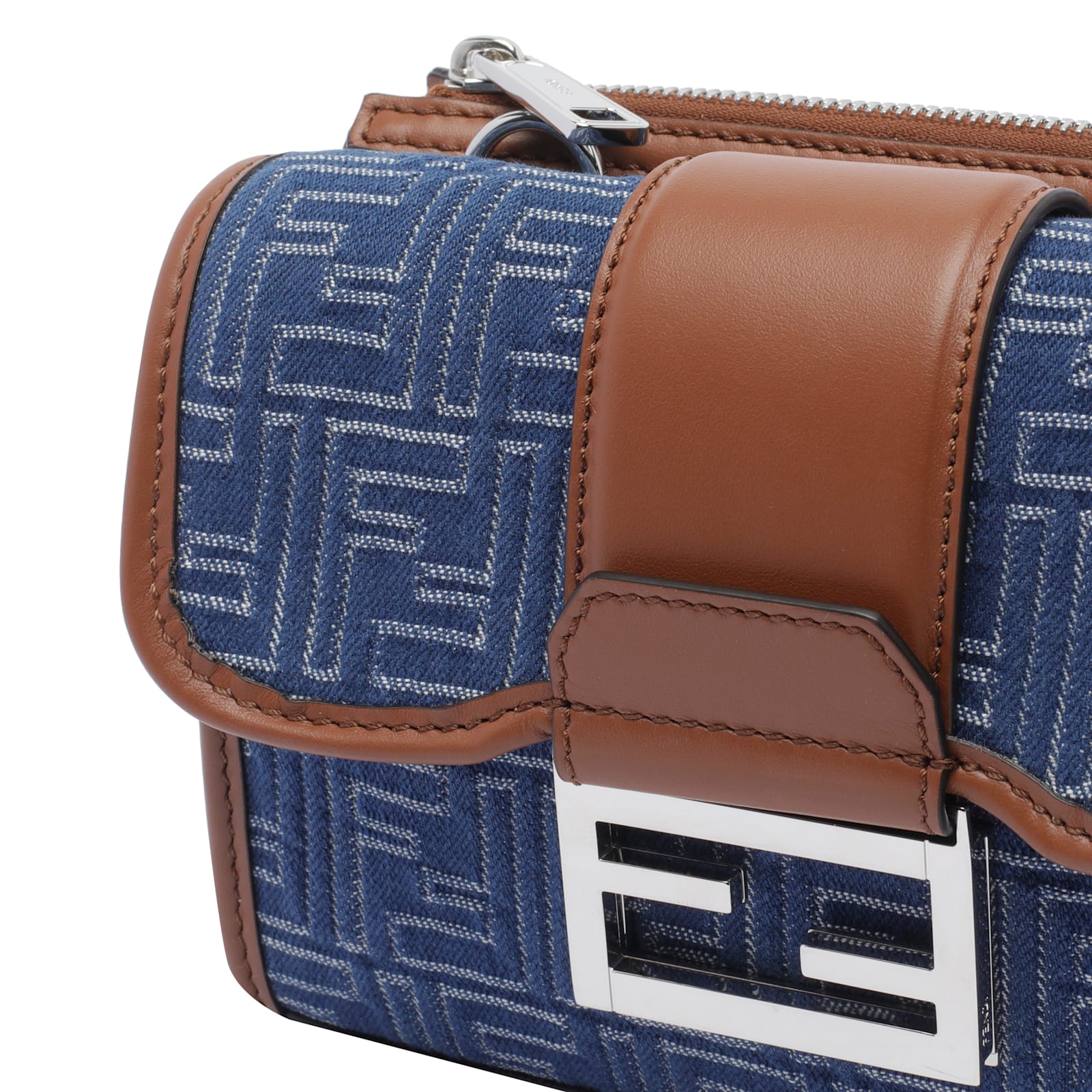 Shop Fendi Baguette Double Crossbody Bag
