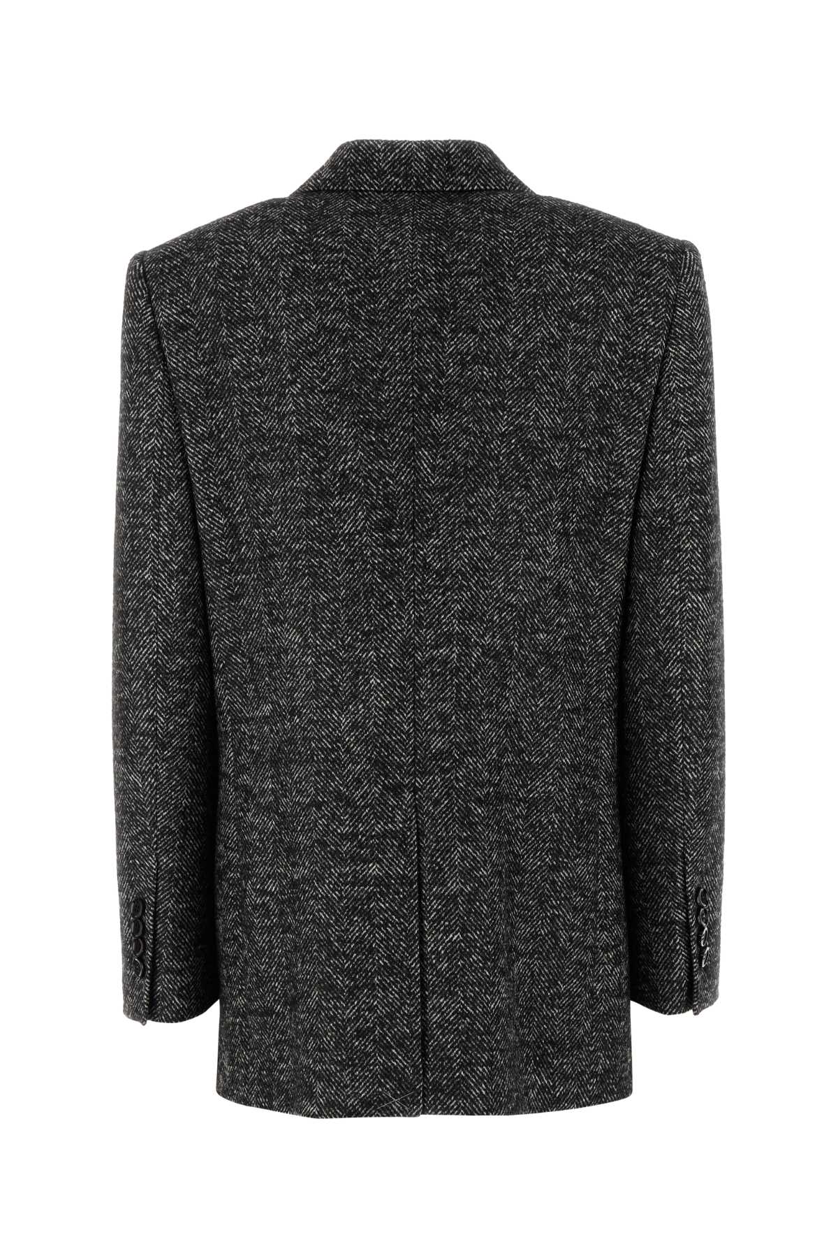 Dolce & Gabbana Embroidered Wool Blend Blazer In Black