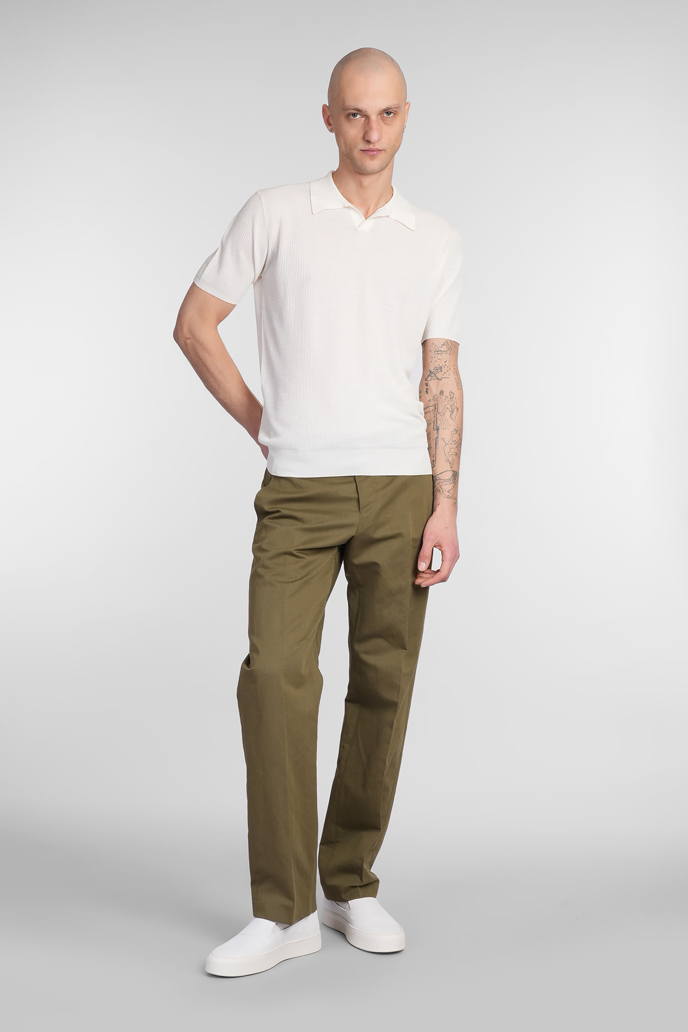 Roberto Collina Short Sleeve Polo Sweater In Beige