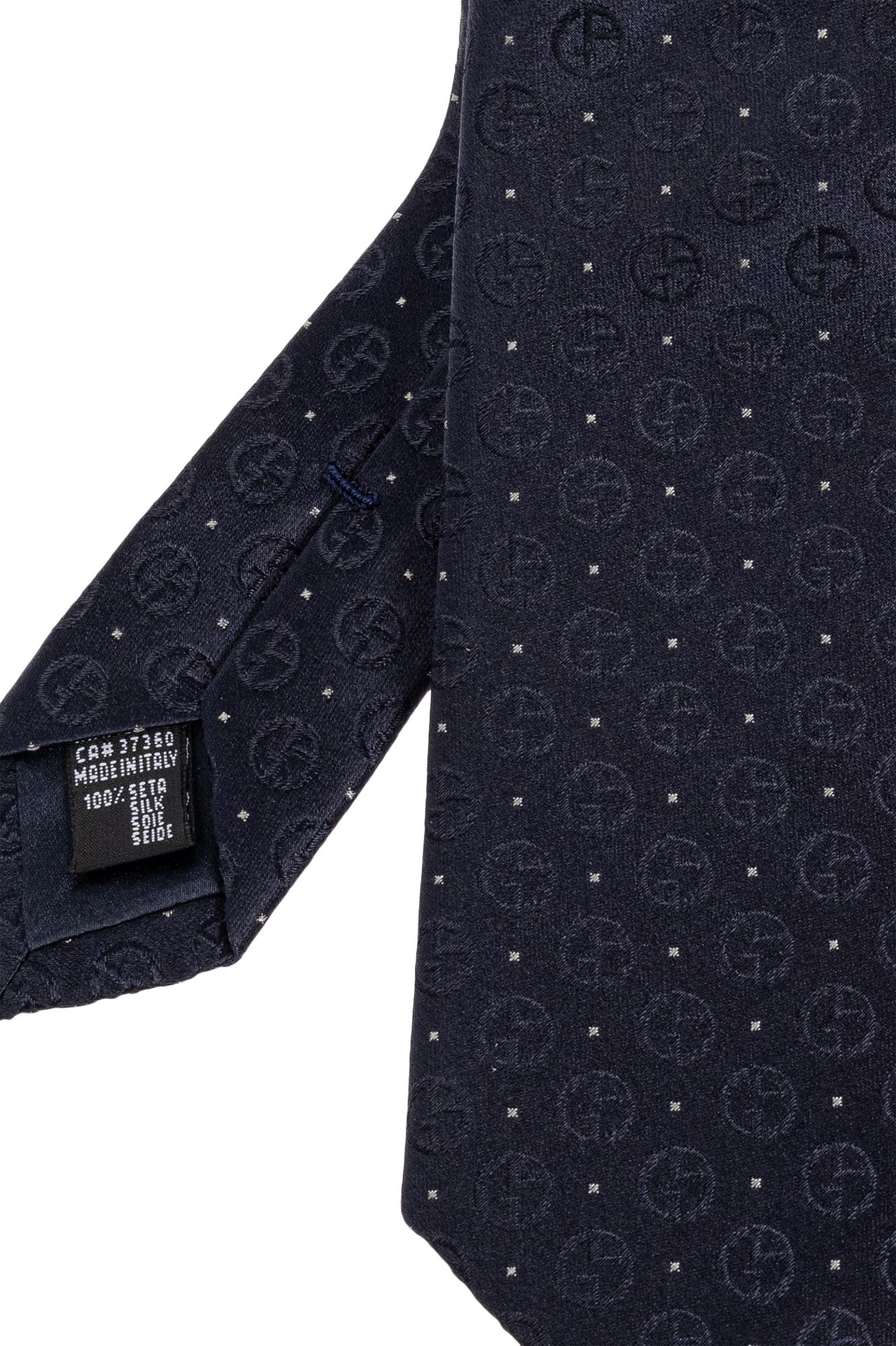 Giorgio Armani Signature Logo Pattern Silk Tie In Black