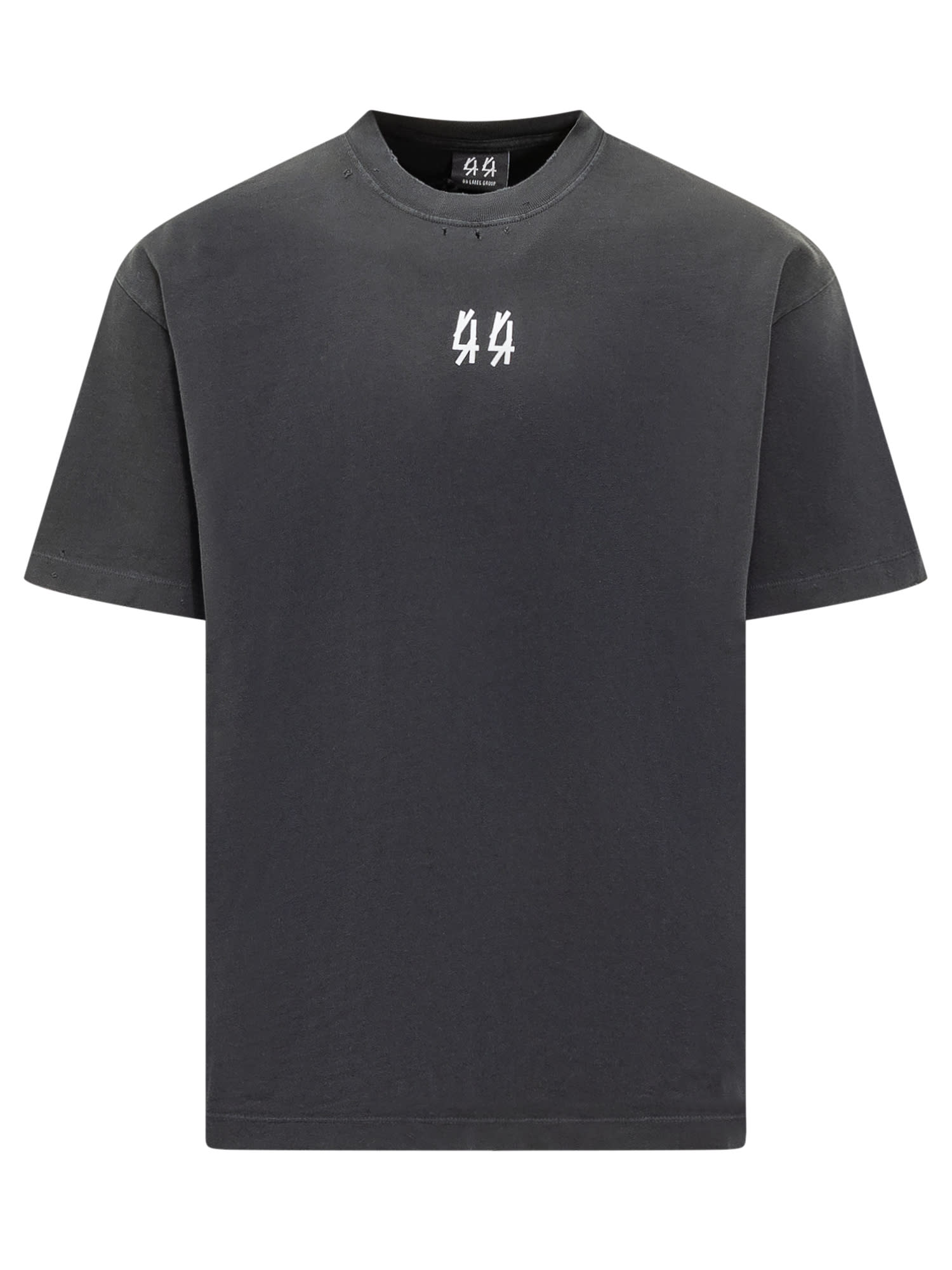 Shop 44 Label Group T-shirt With Print In Black Stone Karanlik