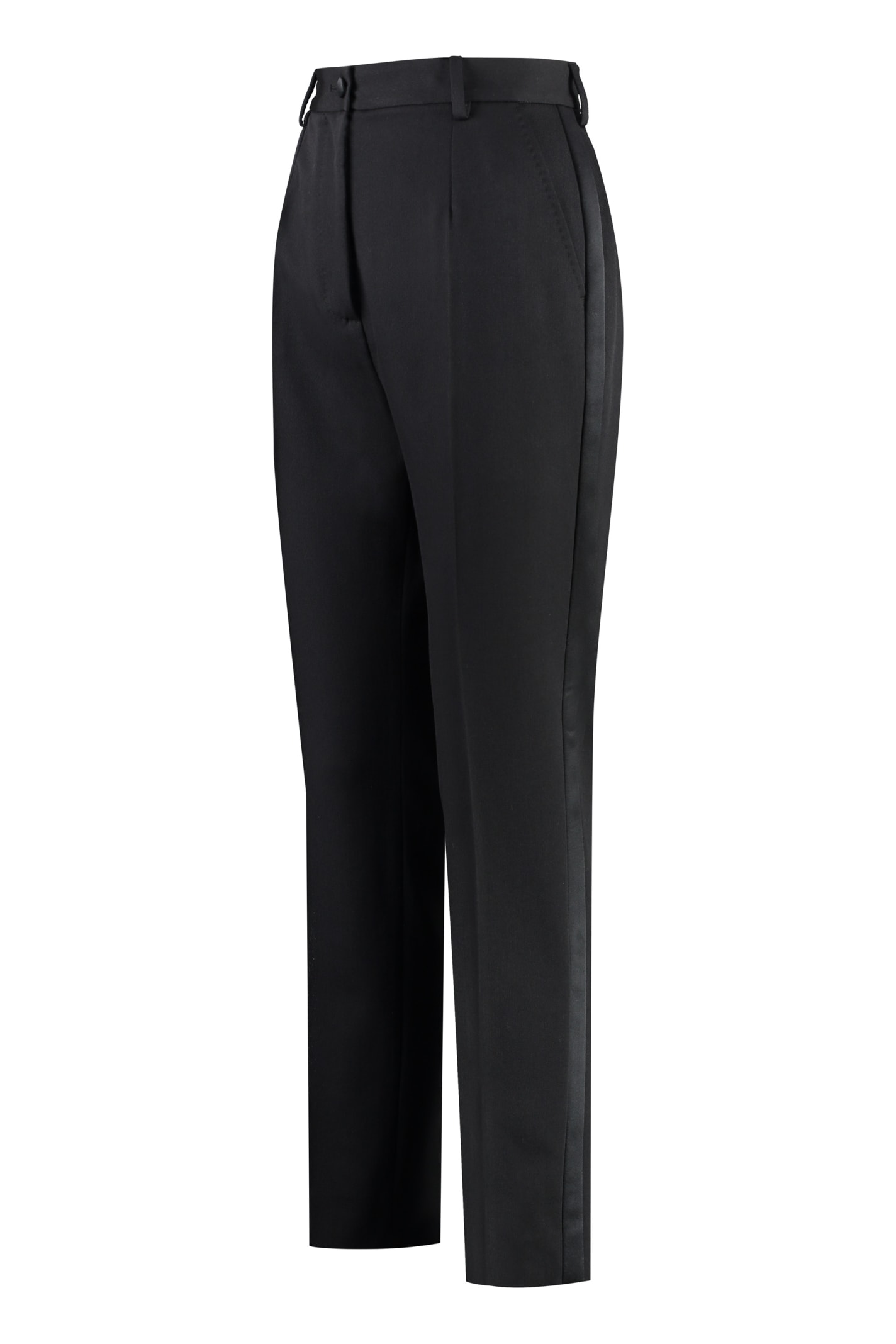 Shop Dolce & Gabbana Wool Gabardine Trousers In Nero