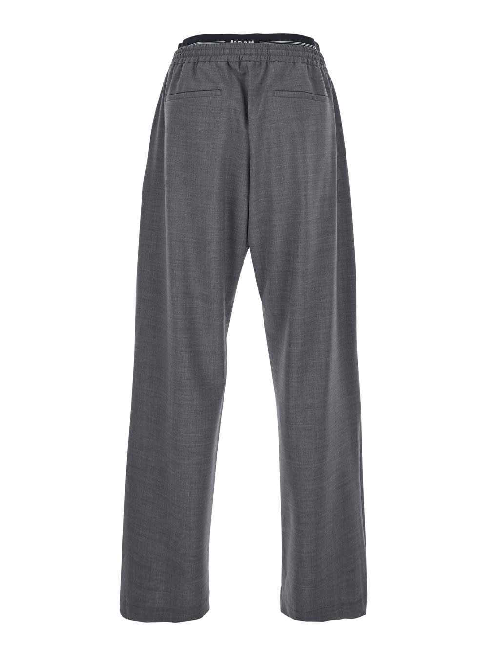 Msgm Elastic-waistband Trousers In Gray
