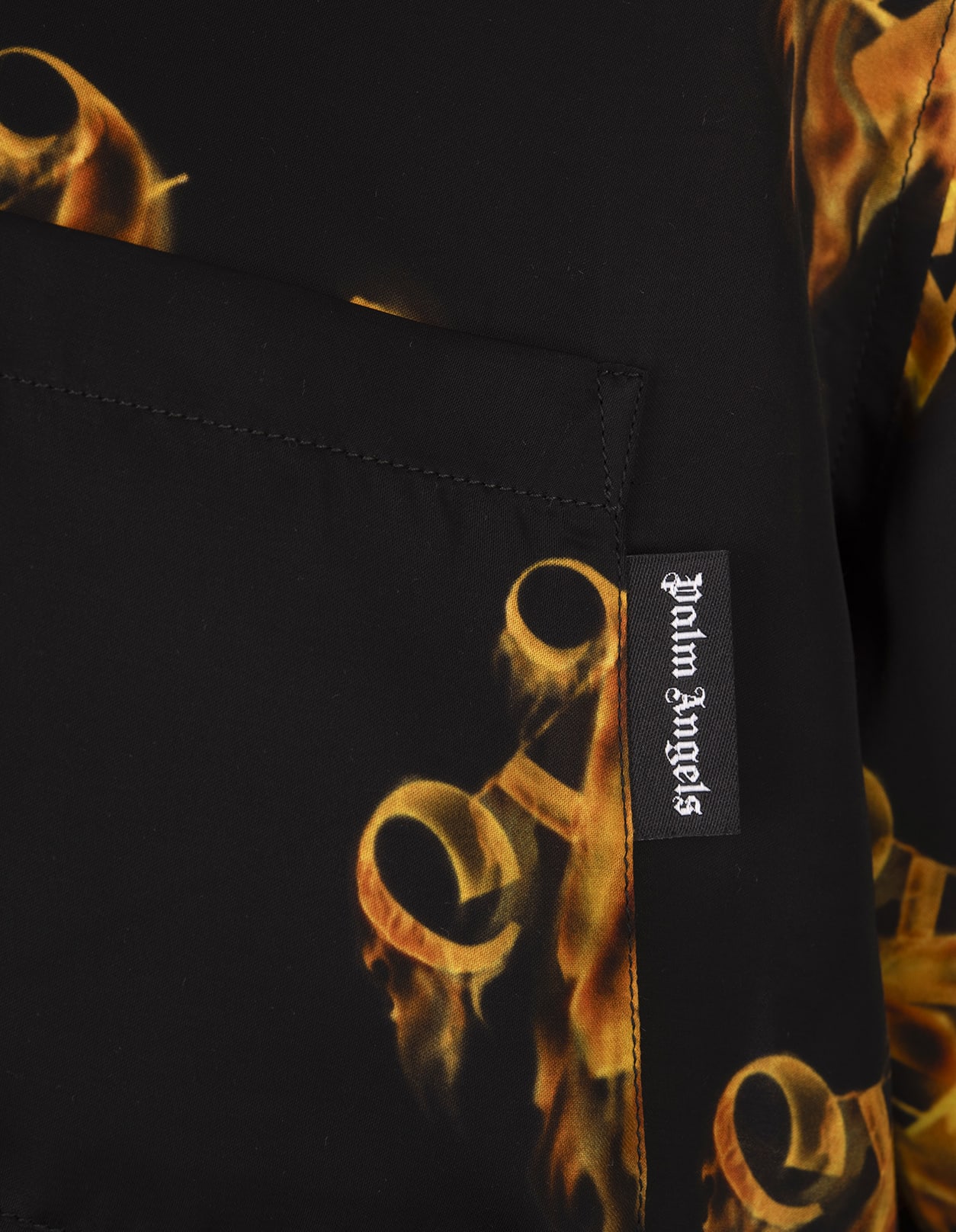 Shop Palm Angels Black Shirt With Flaming Monogram Logo