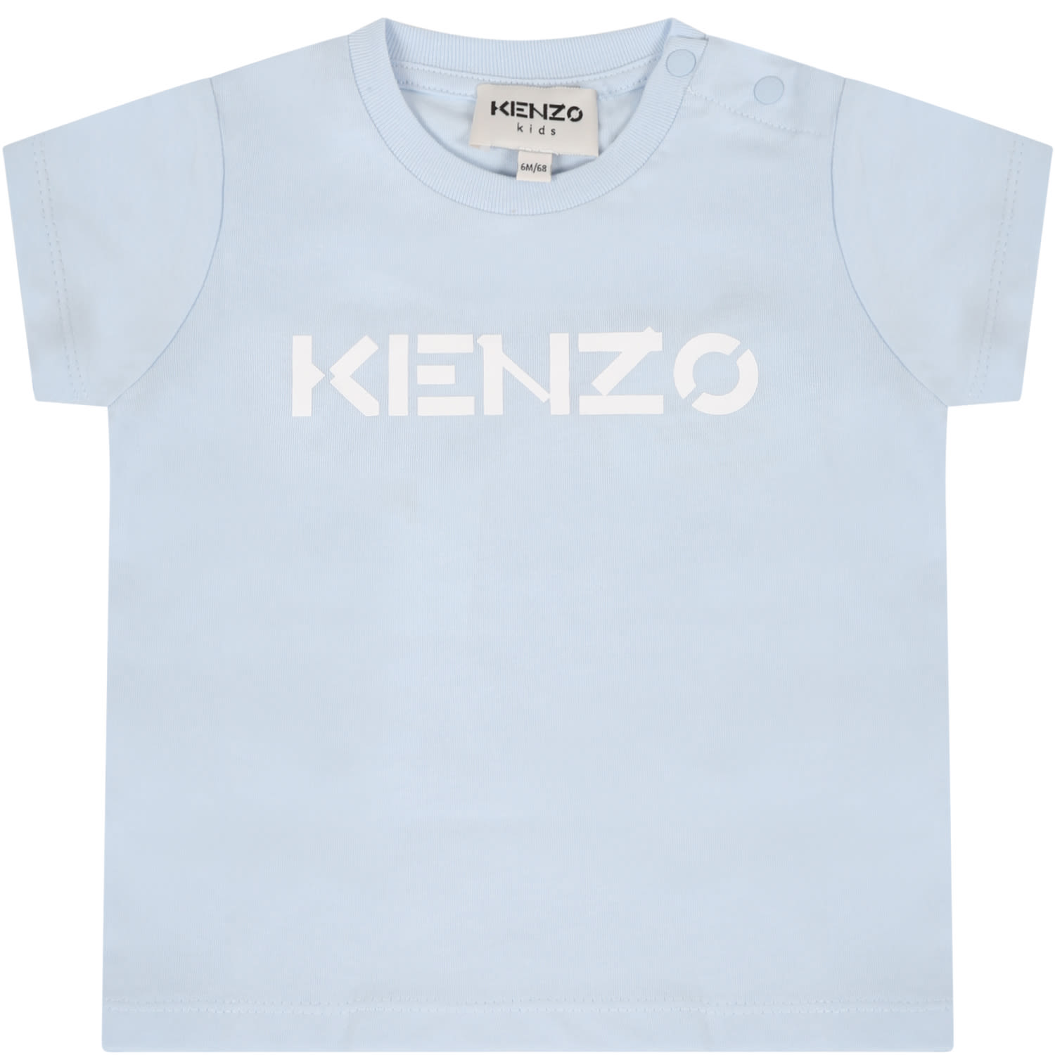 Kenzo Kids Light Blue T-shirt For Baby Boy With Logo
