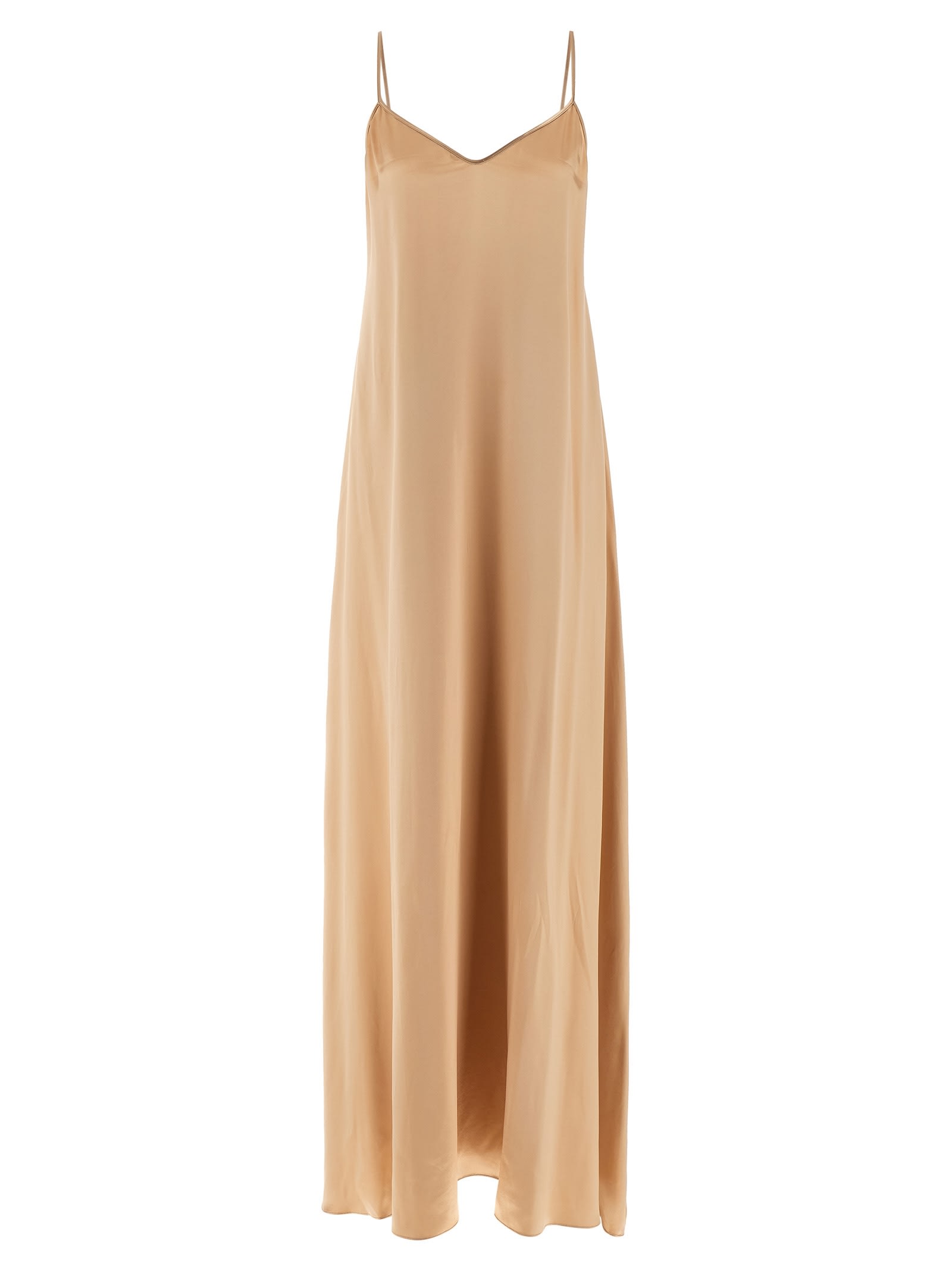 Ferragamo V-neck Maxi Dress In Brown