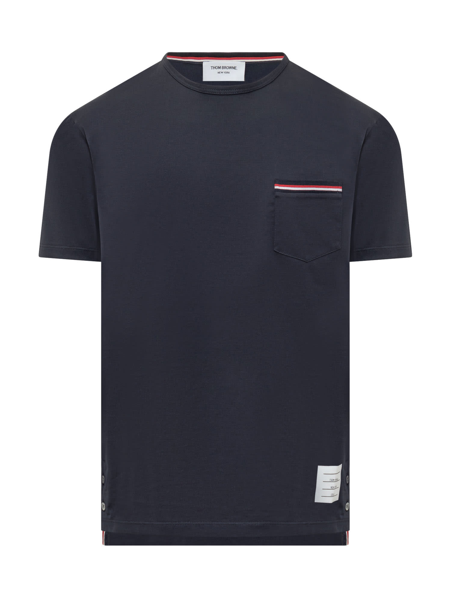 Shop Thom Browne Pocket Tee Shirt In Blu