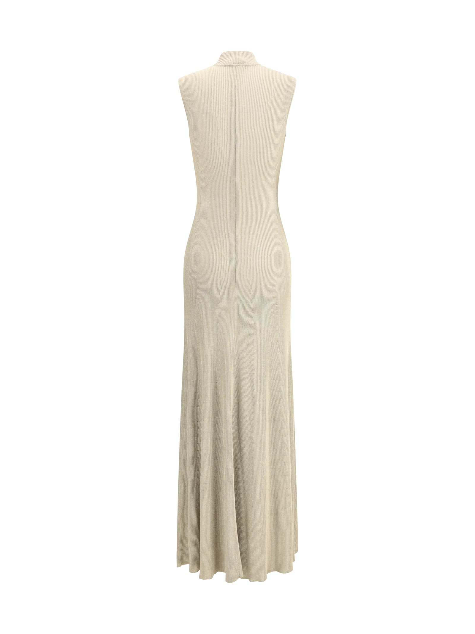 Self-portrait Lurex Knit Long Dress In Green
