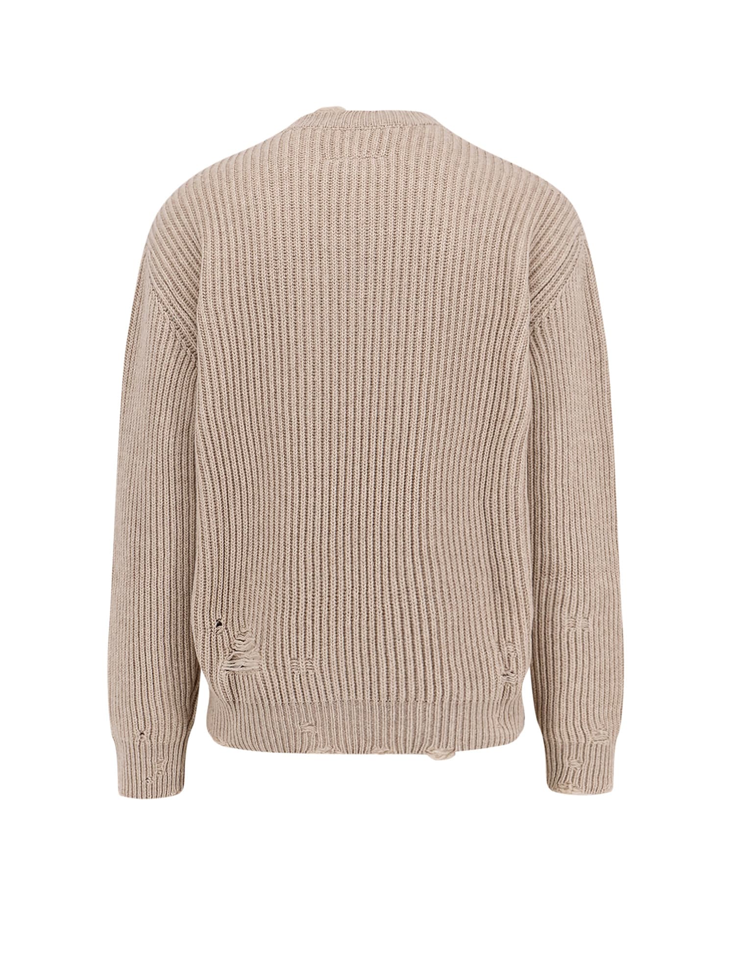 Mm6 Maison Margiela Wool Blend Sweater With Distressed Effect In Neutral