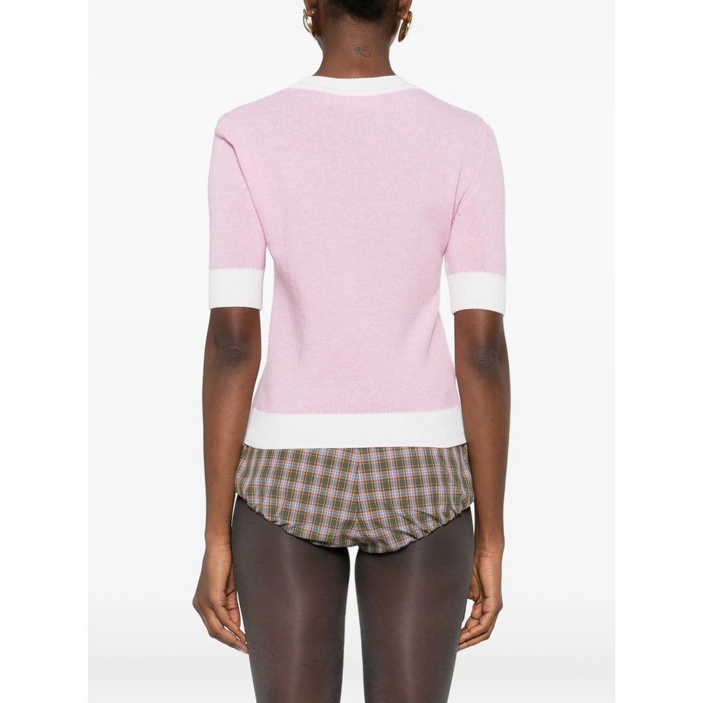 Marni Wool Blend Short Sleeve Crewneck Sweater In Pink