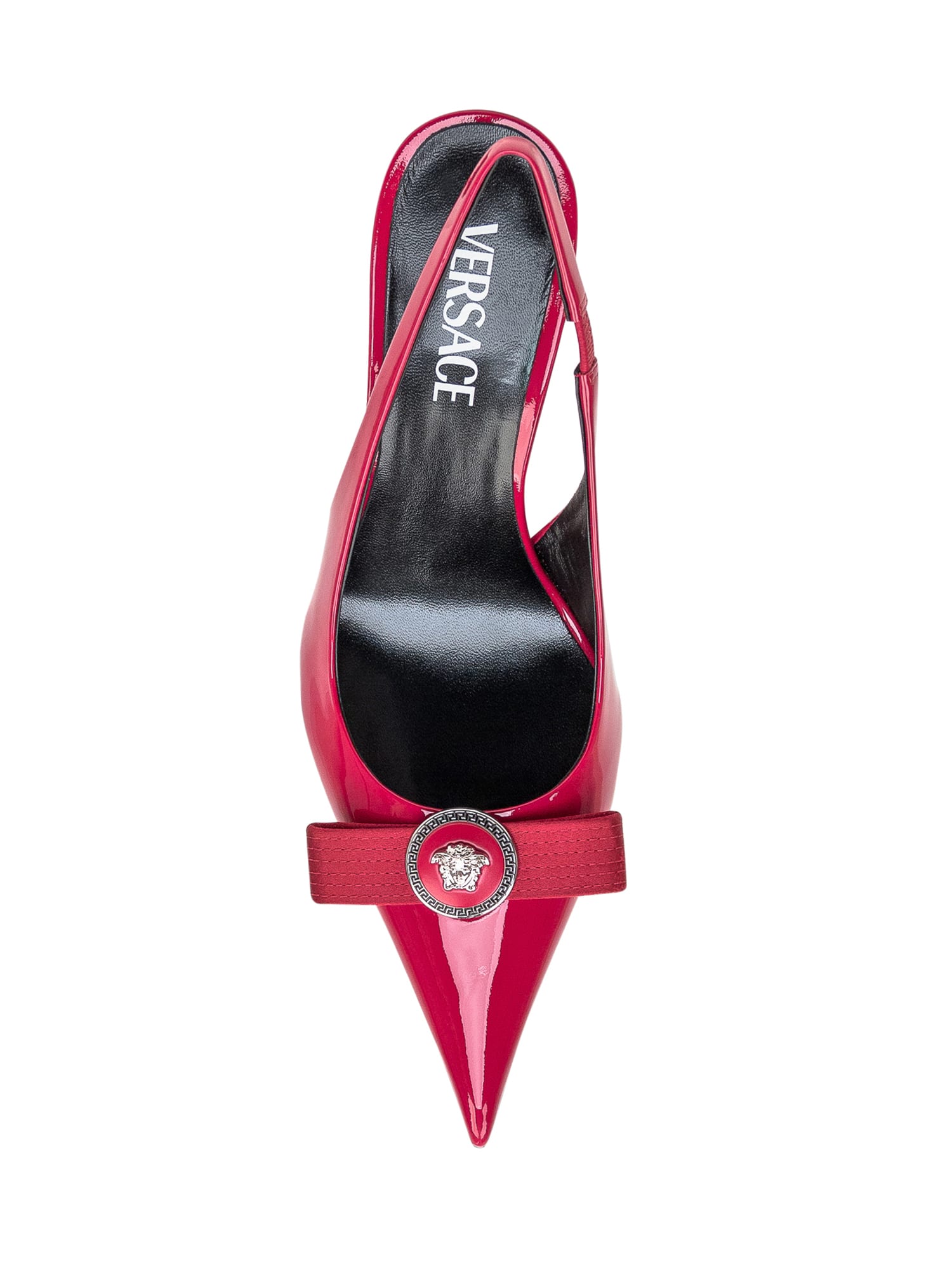 Shop Versace Slingback Heels In Lipstick Red-palladium