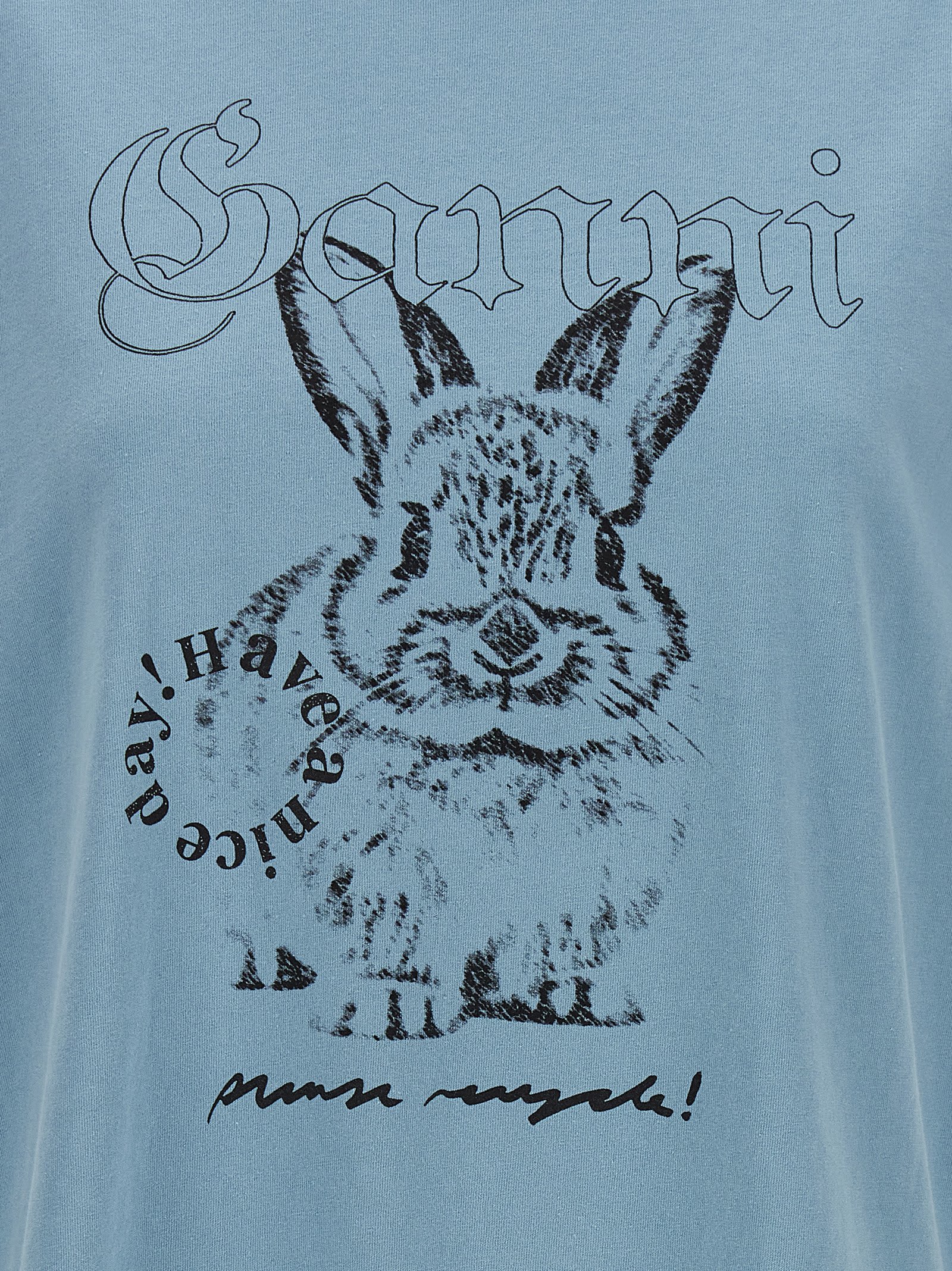 Ganni Future Basic Jersey Bunny Relaxed T-shirt Soft Chambray