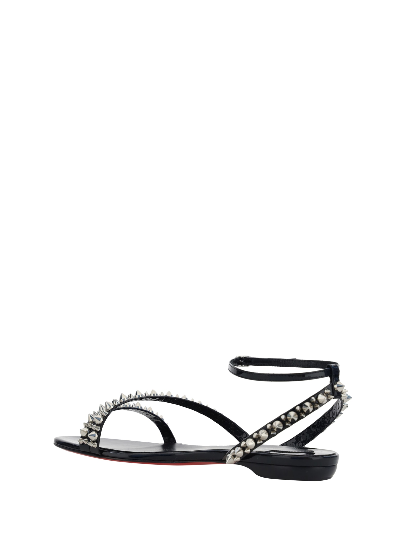 Black Mafaldina Spikes Flat Sandals