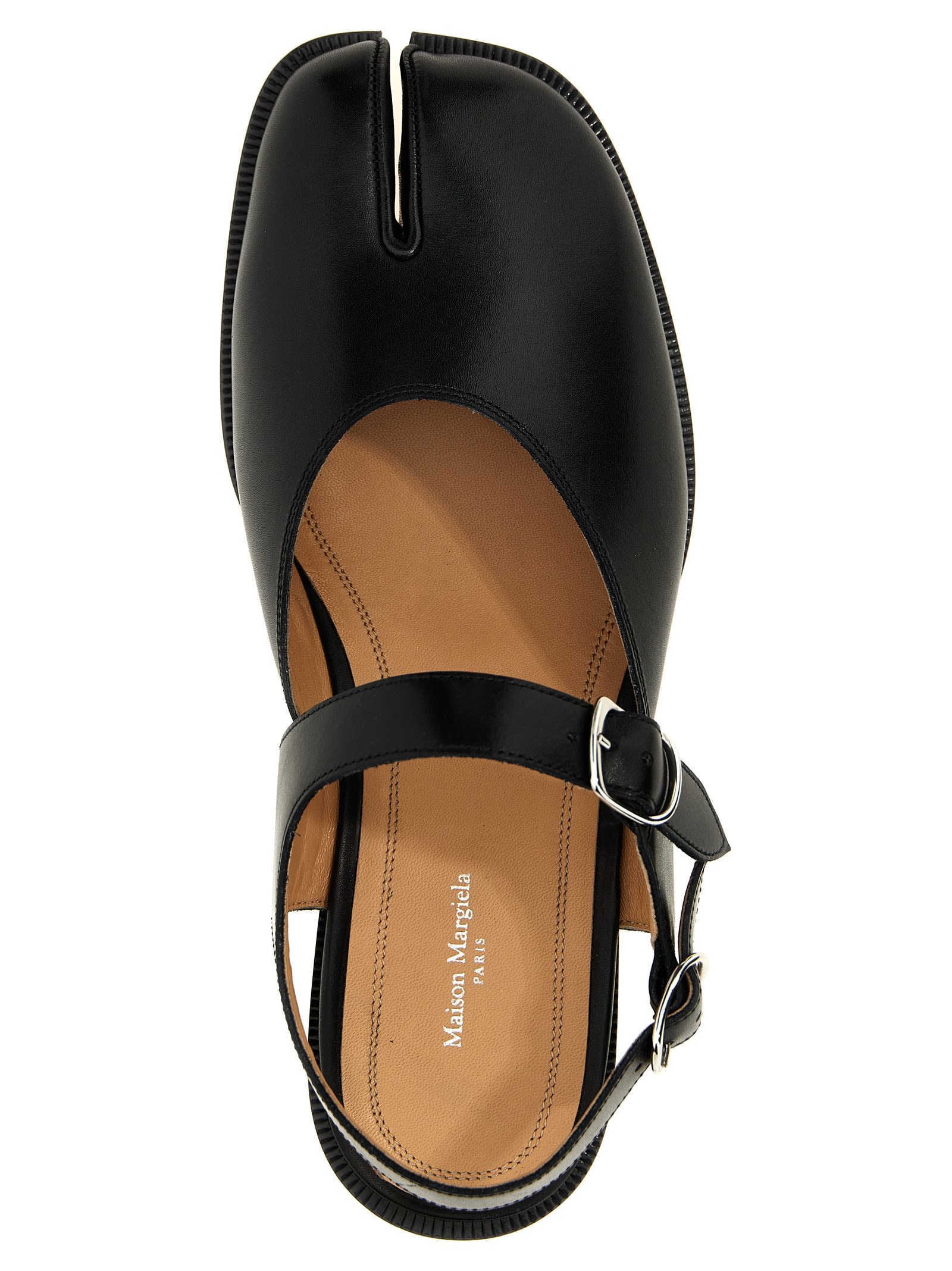 Maison Margiela Tabi Ankle-strap Leather Sandals In Black