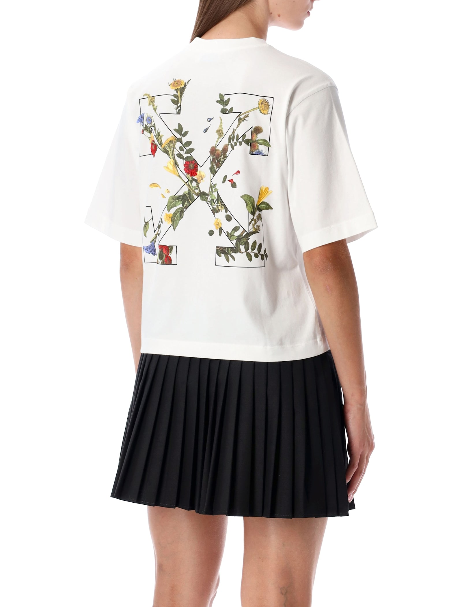 Off-white Flowers Boxy Cotton Logo T-shirt In White