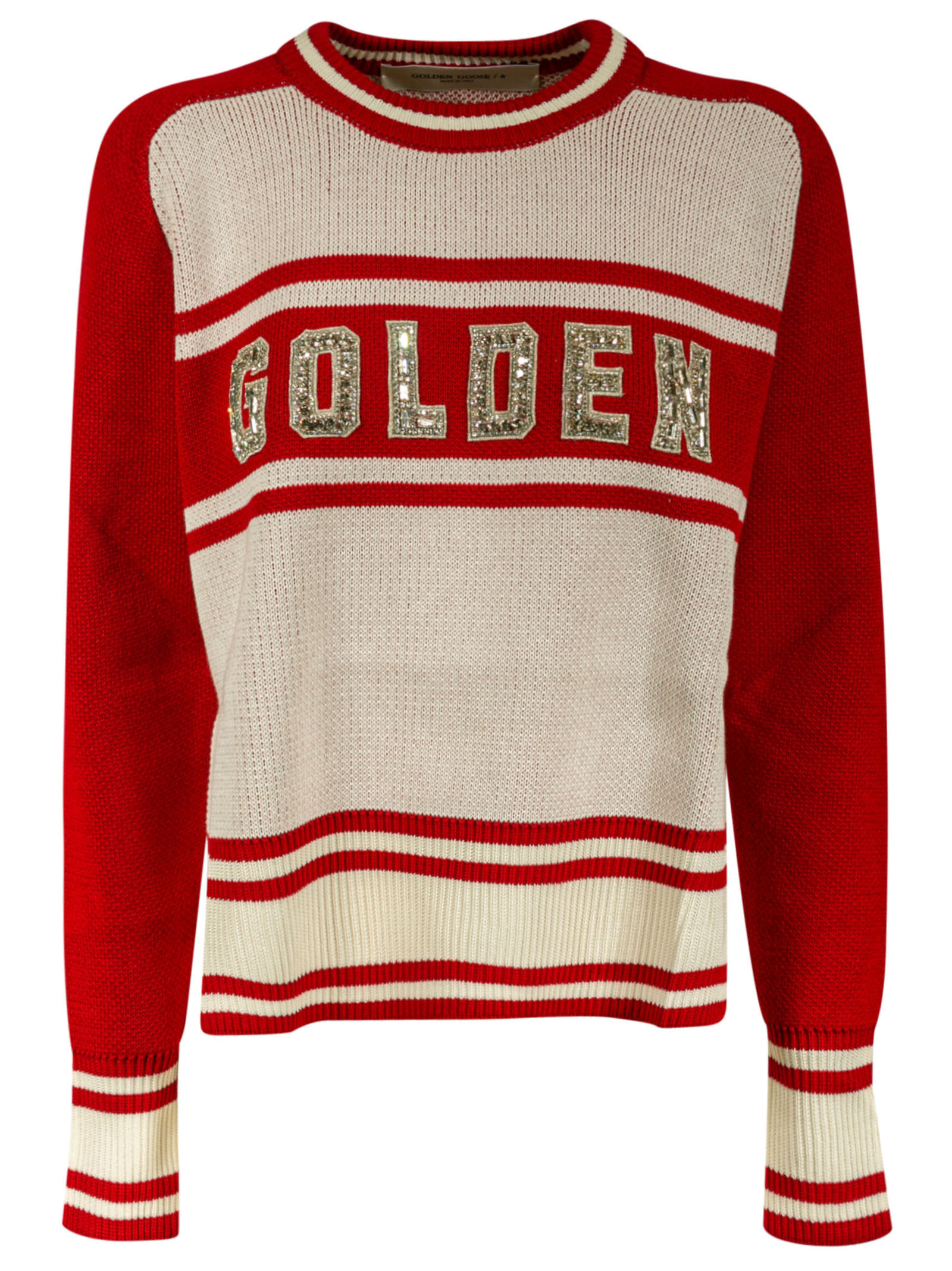 Golden Goose Ribbed Knit Embellished Logo Sweater